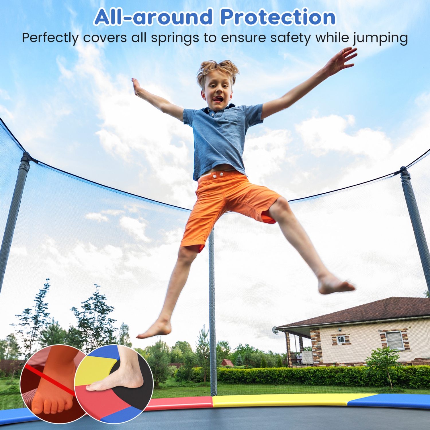 Gymax 12FT Trampoline Spring Cover w/Split Design Waterproof Surface EPE Foam Padding