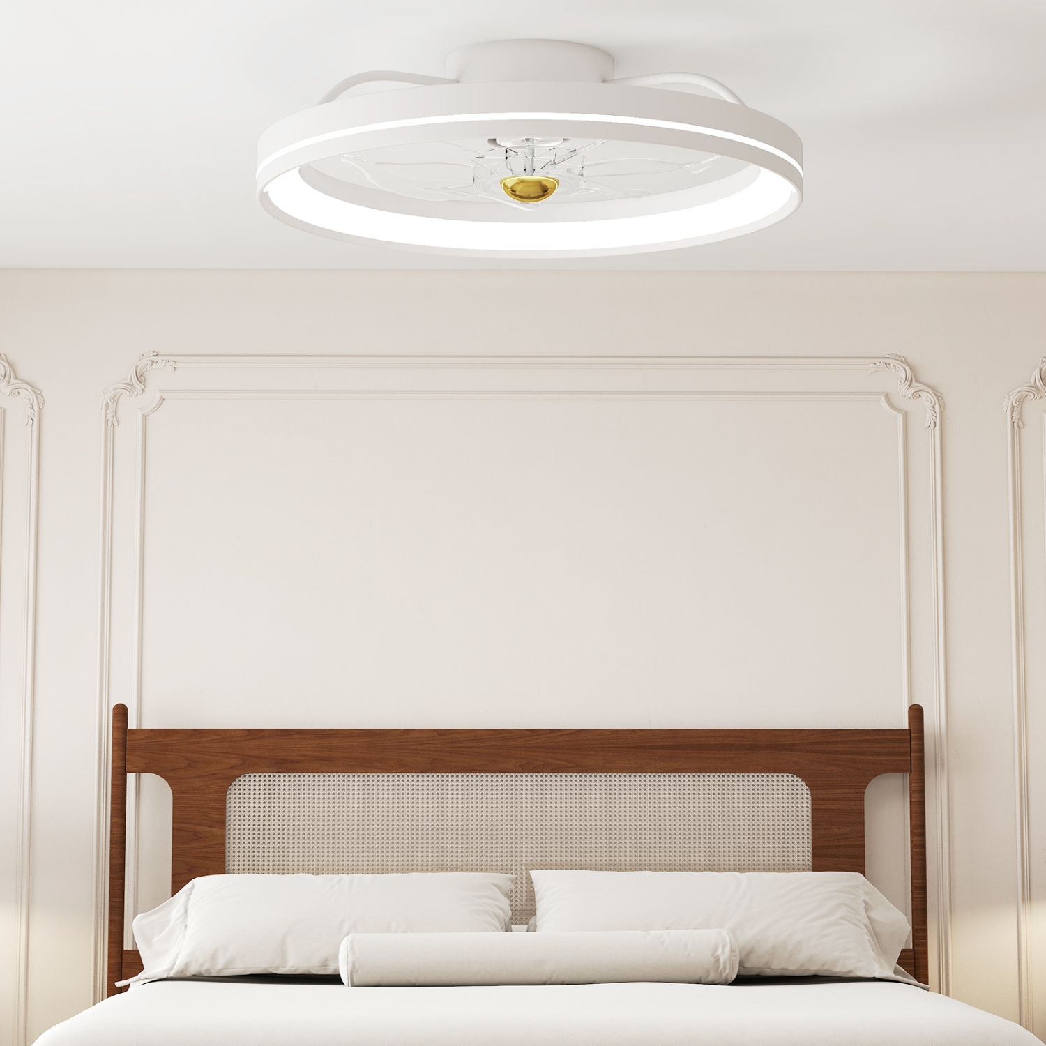 Gymax 3000-6500K Dimmable Modern Flush Mount LED Fan Light w/ 3 Color Temperature