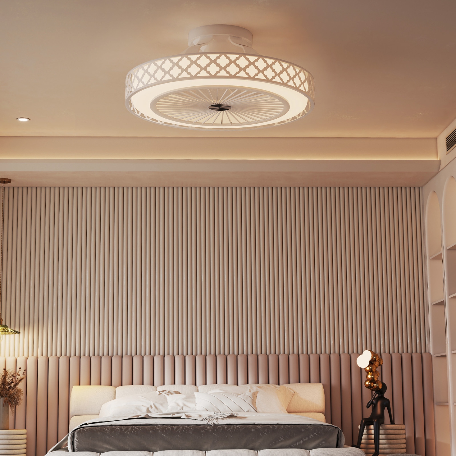 Gymax Ceiling Fan w/ Lights & Remote 3000-6500K Modern Flush Mount LED Fan Light