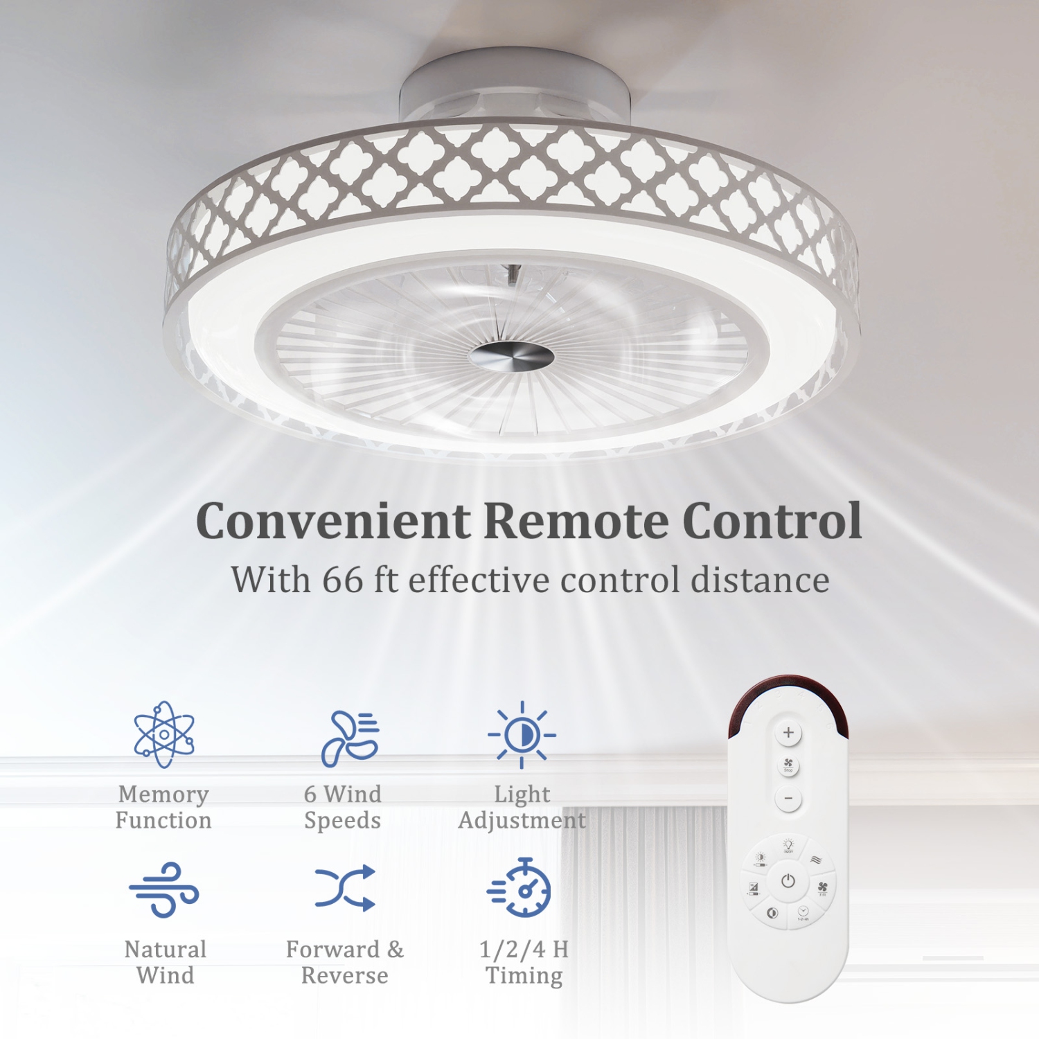 Gymax Ceiling Fan w/ Lights & Remote 3000-6500K Modern Flush Mount LED Fan Light