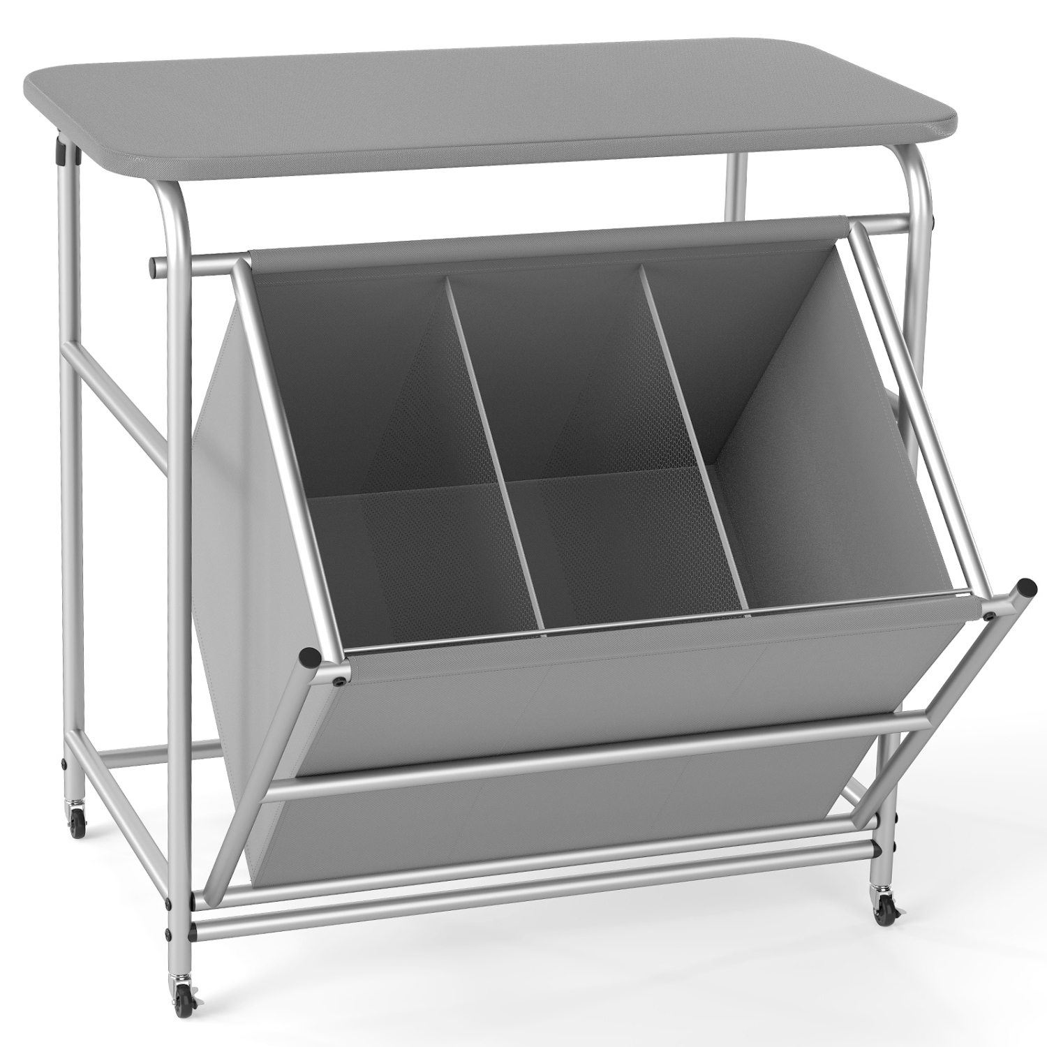 Gymax 3-Section Laundry Sorter w/ Foldable Ironing Board w/ 3 Removable Bags