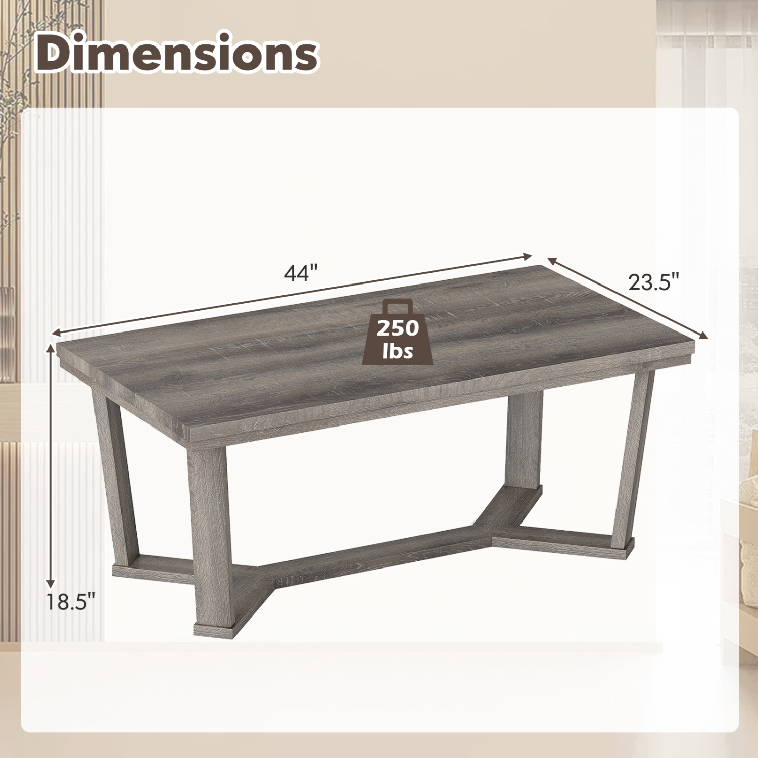 Gymax Coffee Table Solid Rubber Wood Center Table w/ Cross-Shaped Base Accent Table