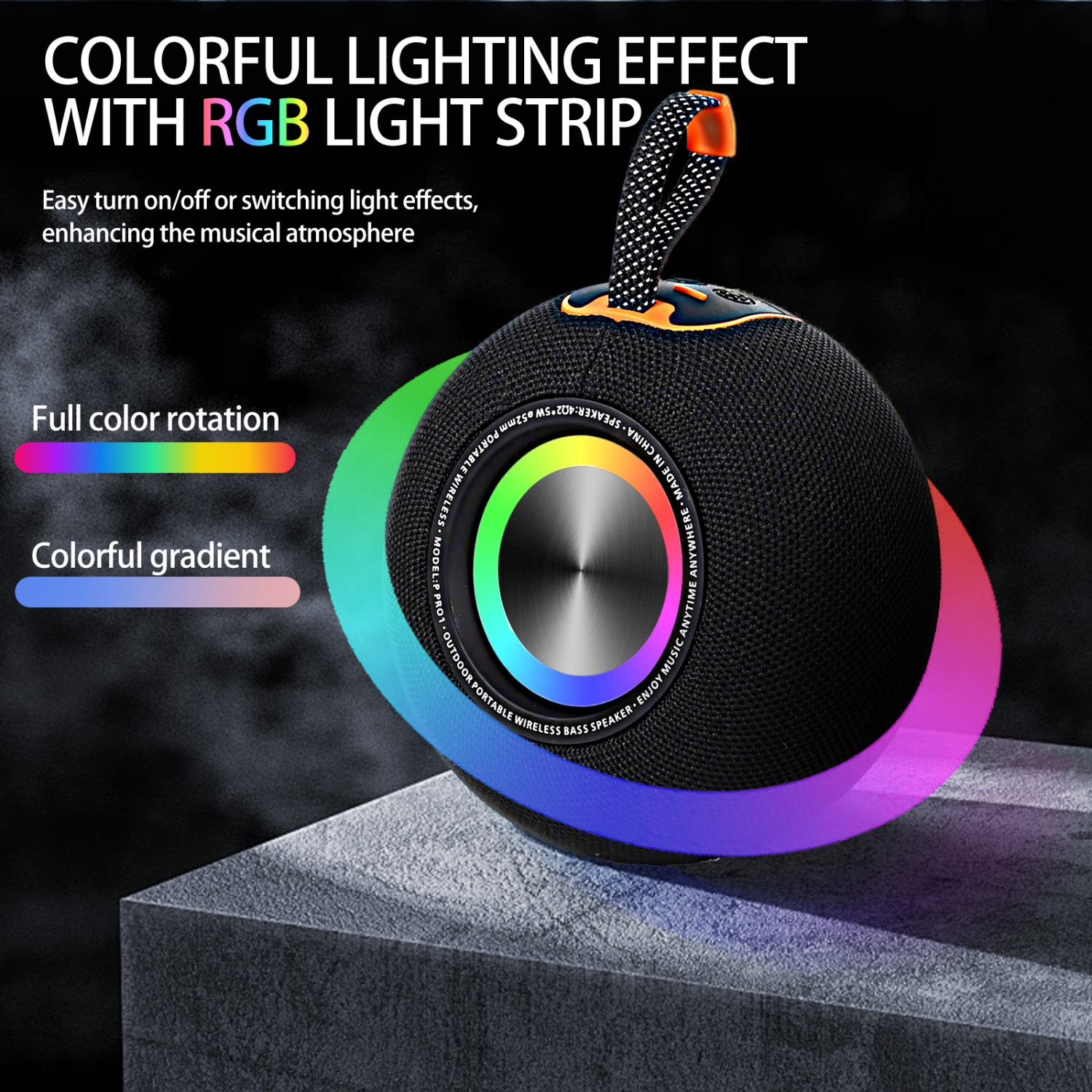 Hot Selling P PRO1 Round Bluetooth Speaker, Outdoor Portable Mini Speaker, Home DIY Portable Subwoofer, Bluetooth Connection, Built-in Lithium