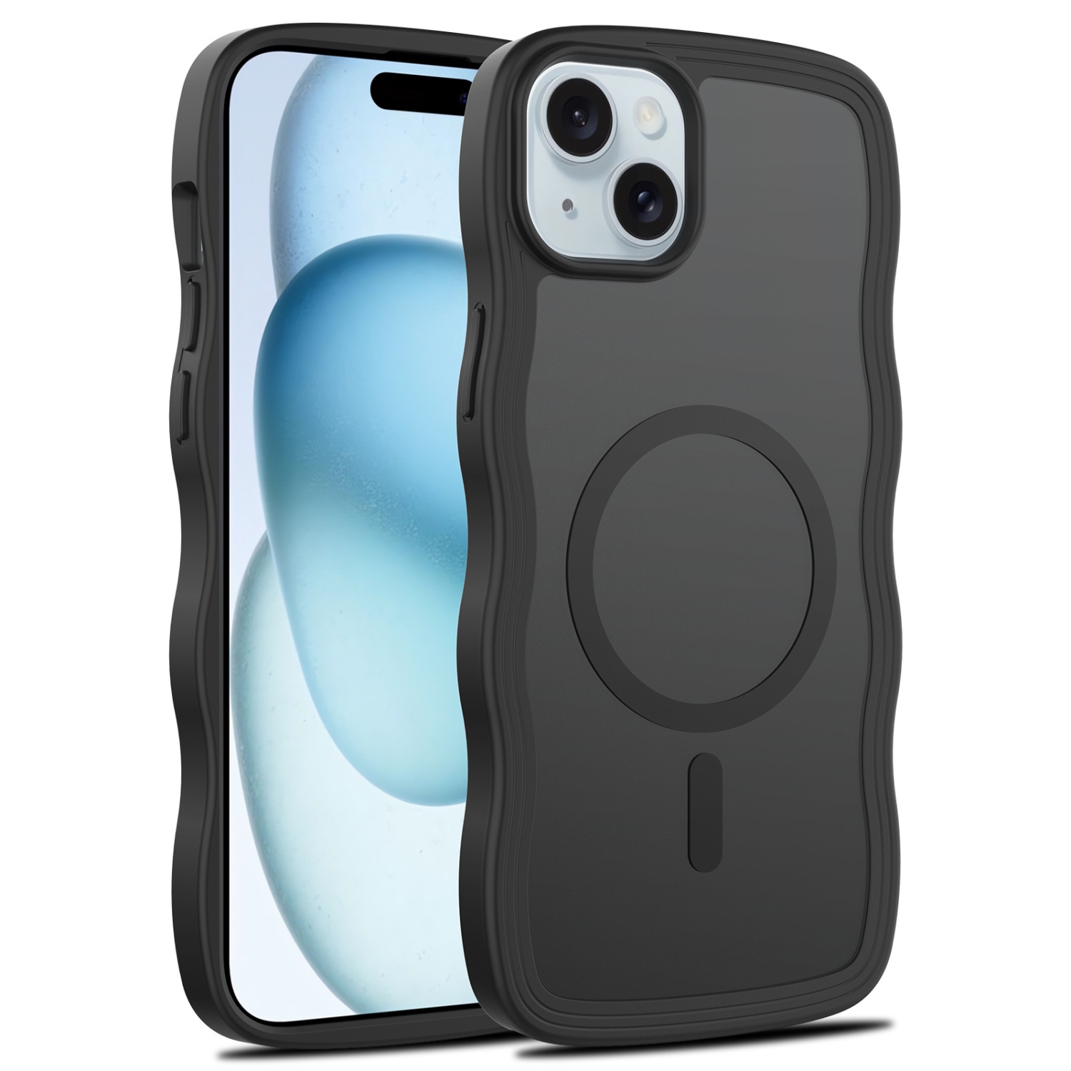 Suitable for iPhone 14 wave texture skin feel wireless charging magnetic acrylic mobile phone case two in one Apple protective cover shockproof -