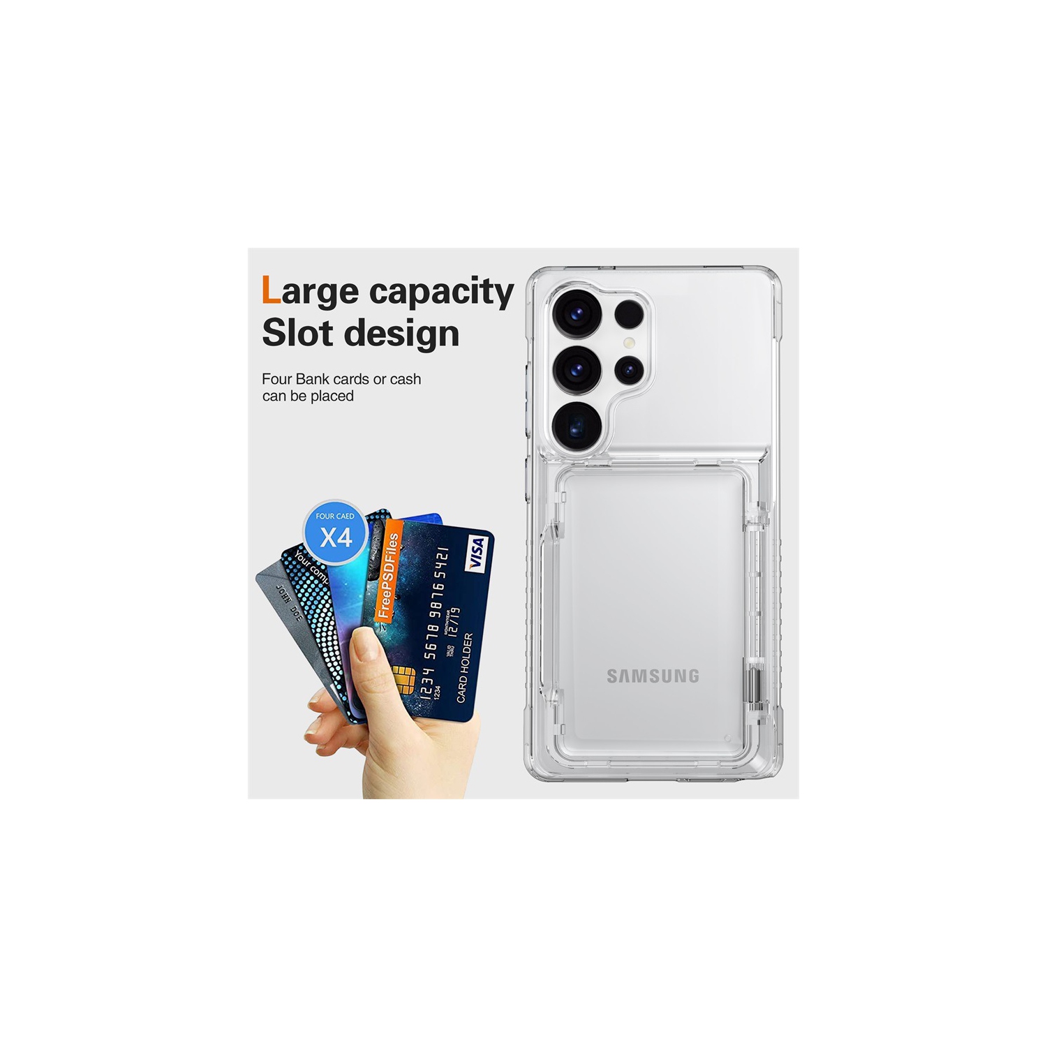 Adapté pour Samsung S24 Étui transparent pour téléphone Flip Card Holder Cover protecteur Étui transparent TPU pour téléphone avec fente pour carte