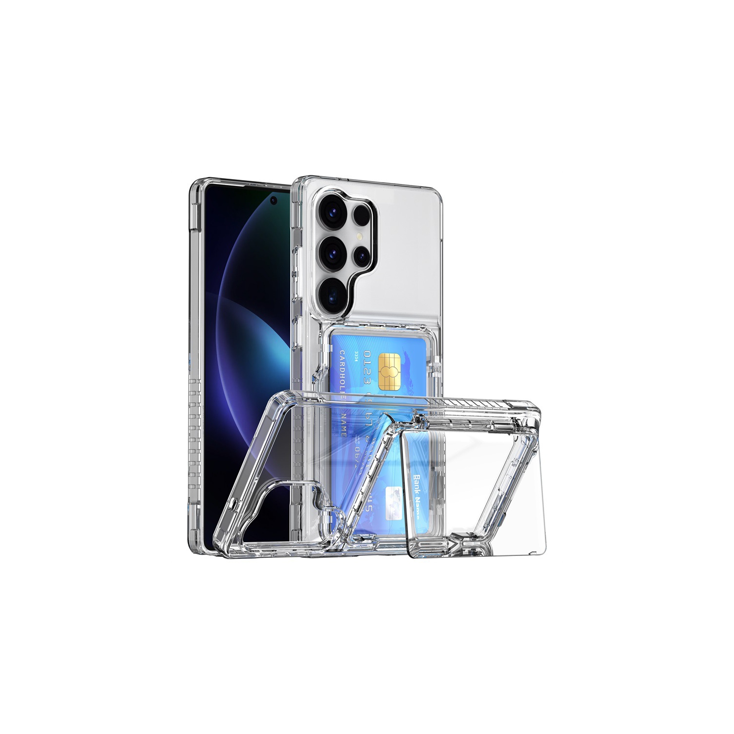 Suitable for Samsung S24 transparent mobile phone case flip card wallet protective cover transparent TPU card mobile phone case with transparent card