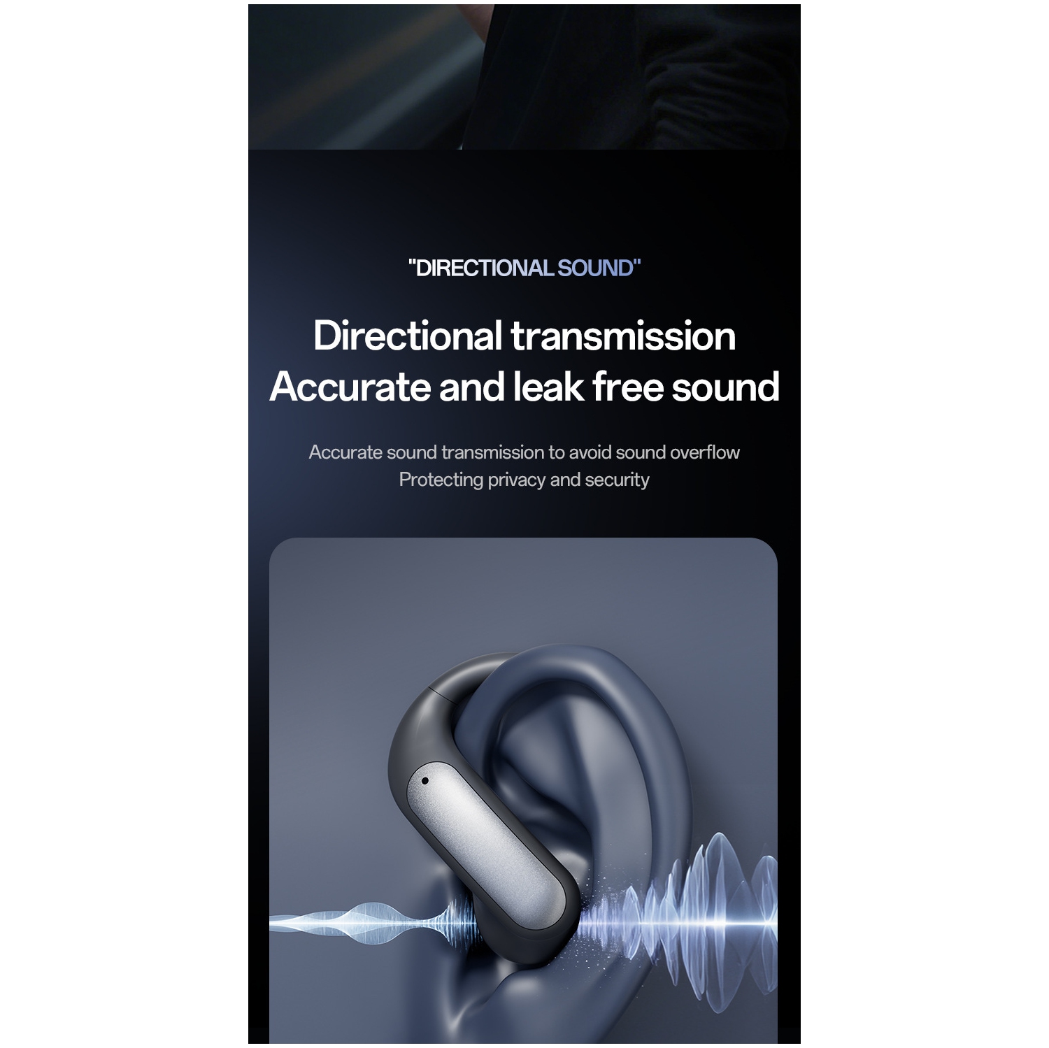 Nouveau casque d'écoute Bluetooth OWS avec double écran numérique, haute qualité sonore, réduction du bruit et longue autonomie de batterie - noir