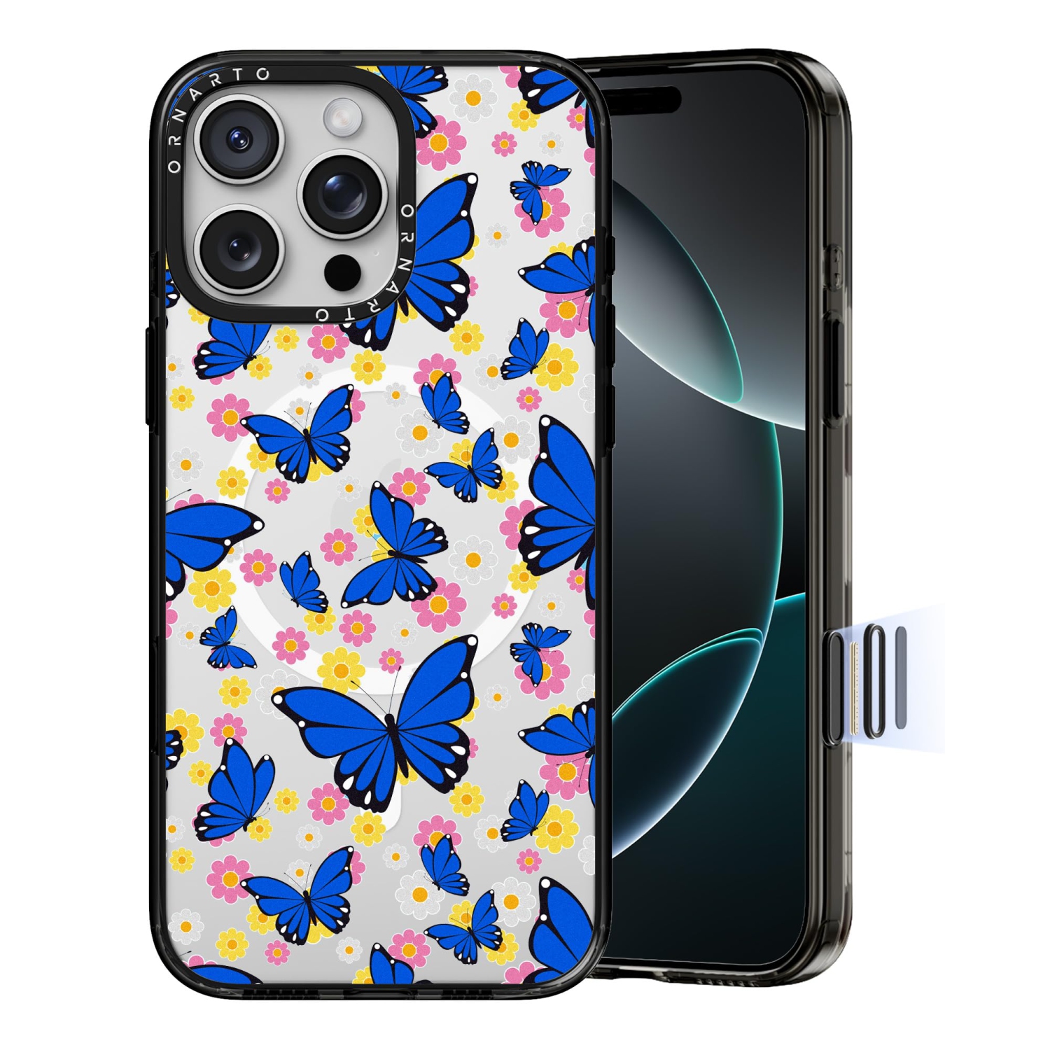 ORNARTO for iPhone 16 Pro Max Case 6.9" with Camera Control, Compatible with MagSafe,Clear Protective Cover with Glossy Pattern|Shockproof Designer