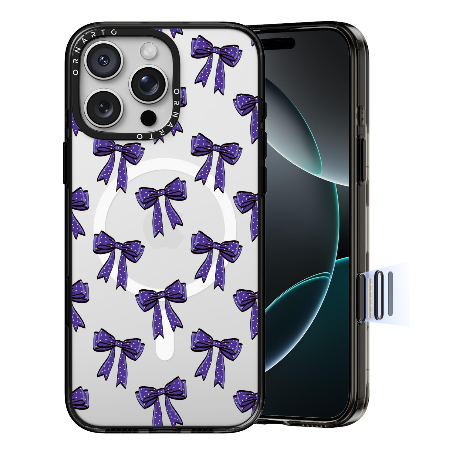 Étui ORNARTO pour iPhone 16 Pro Max de 6,9&nbsp;po avec commande de caméra, compatible avec MagSafe, couverture de protection transparente avec motif