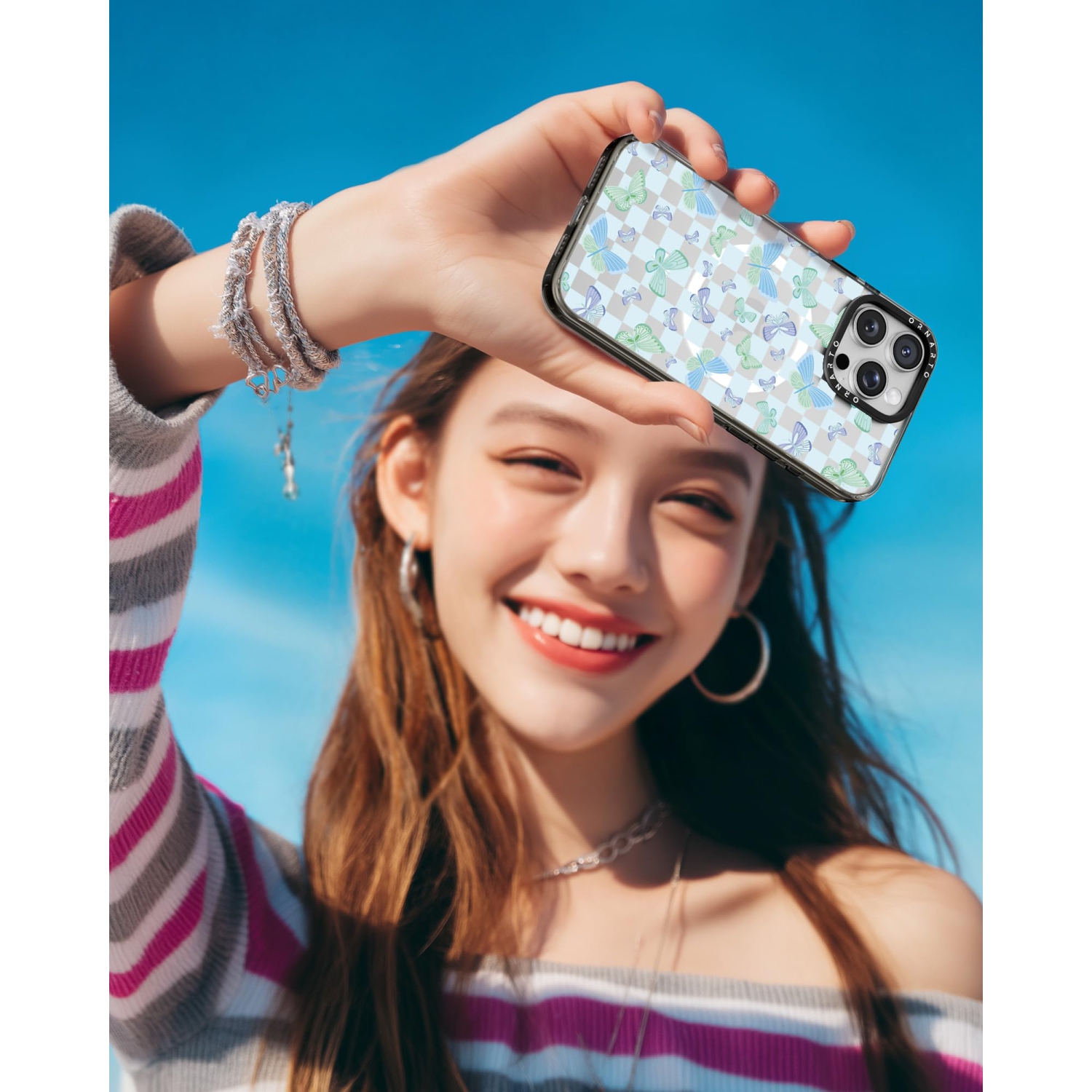 Étui ORNARTO pour iPhone 16 Pro Max de 6,9&nbsp;po avec commande de caméra, compatible avec MagSafe, couverture de protection transparente avec motif