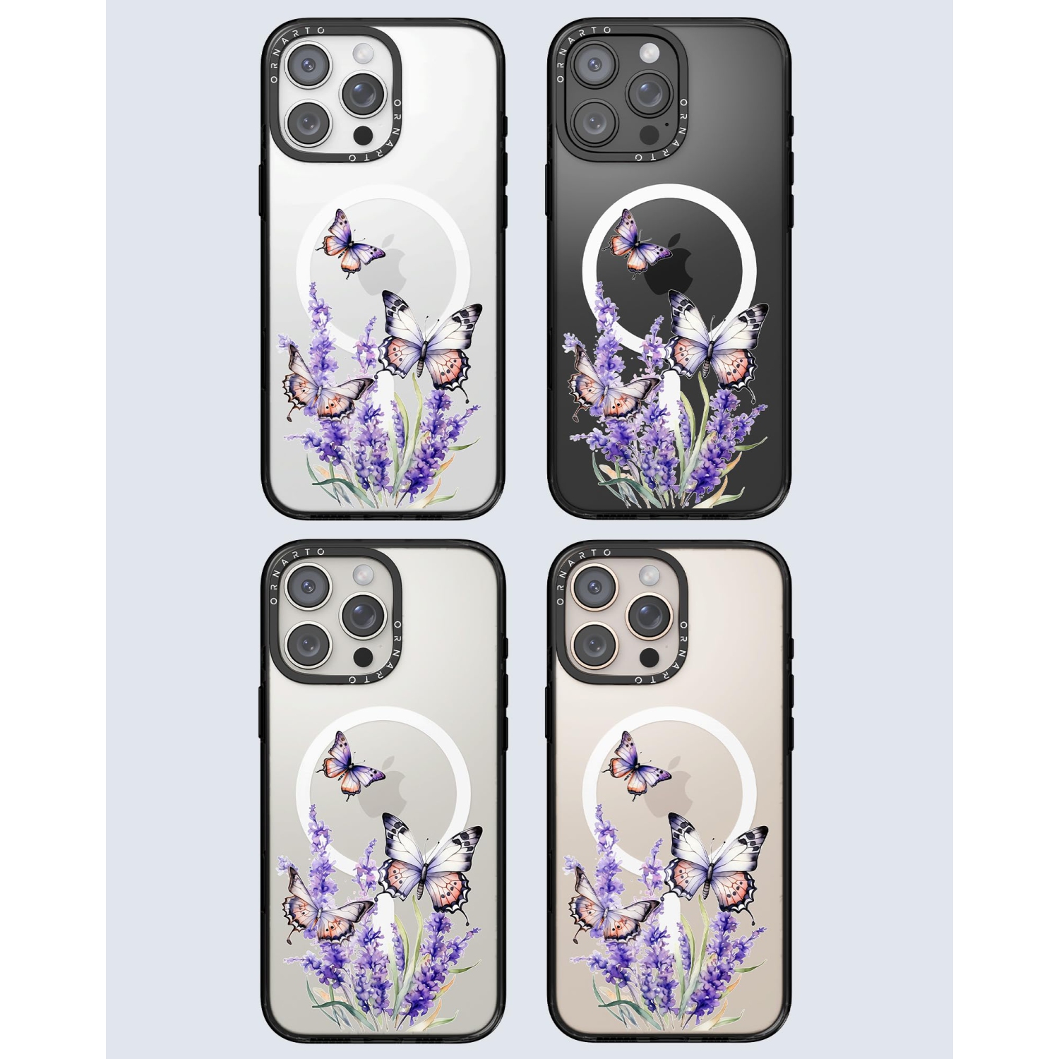 ORNARTO for iPhone 16 Pro Max Case 6.9" with Camera Control, Compatible with MagSafe,Clear Protective Cover with Glossy Pattern|Shockproof Designer