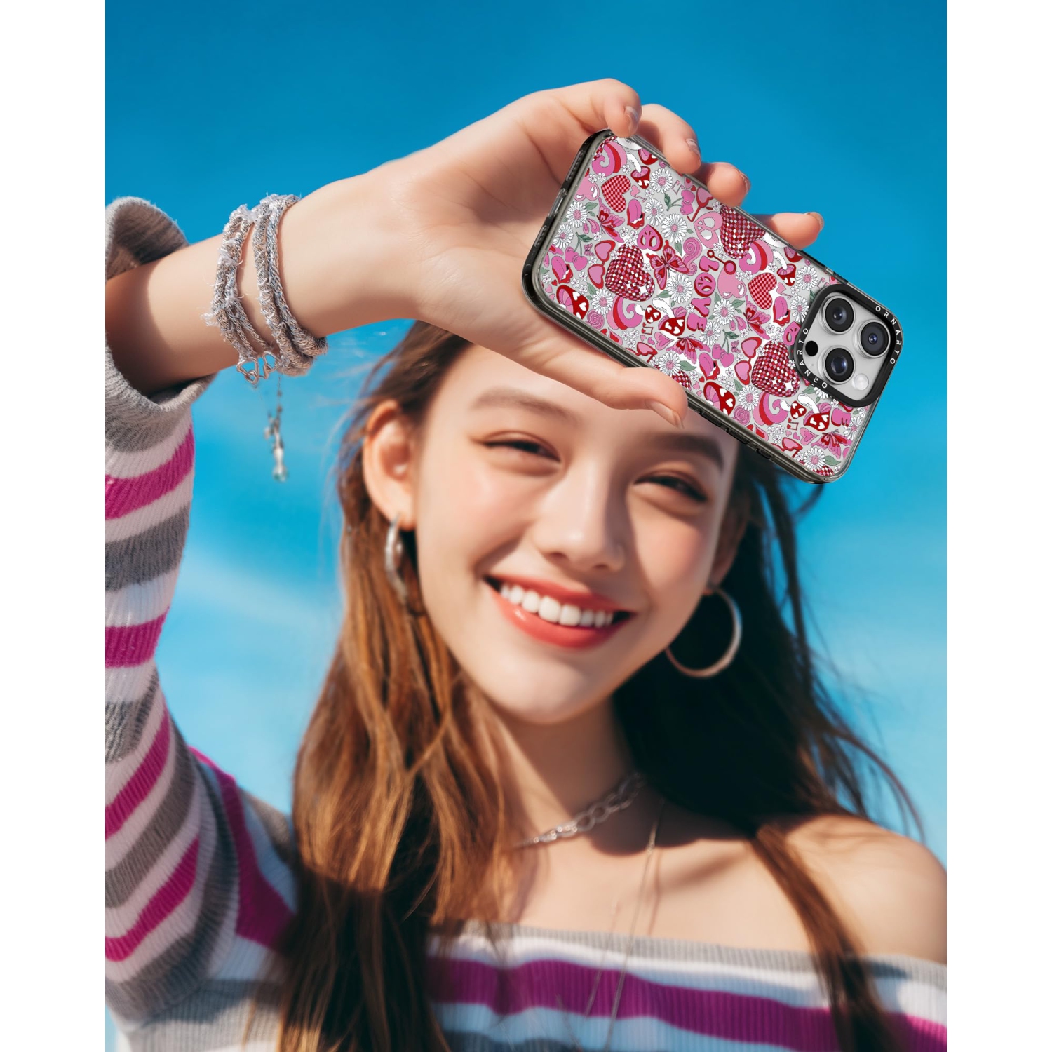 Étui ORNARTO pour iPhone 16 Pro de 6,3&nbsp;po avec commande de caméra, compatible avec MagSafe, couverture de protection transparente avec motif