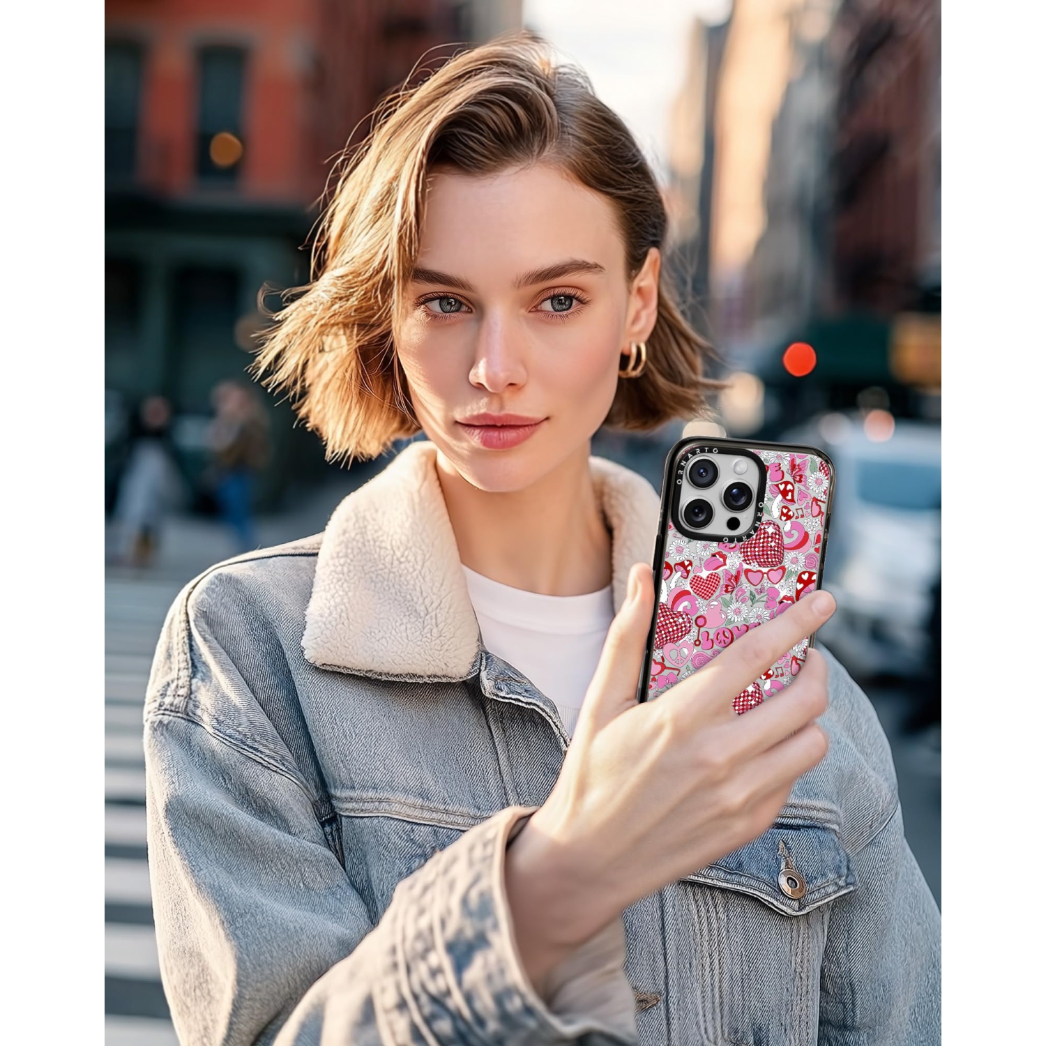 Étui ORNARTO pour iPhone 16 Pro de 6,3&nbsp;po avec commande de caméra, compatible avec MagSafe, couverture de protection transparente avec motif