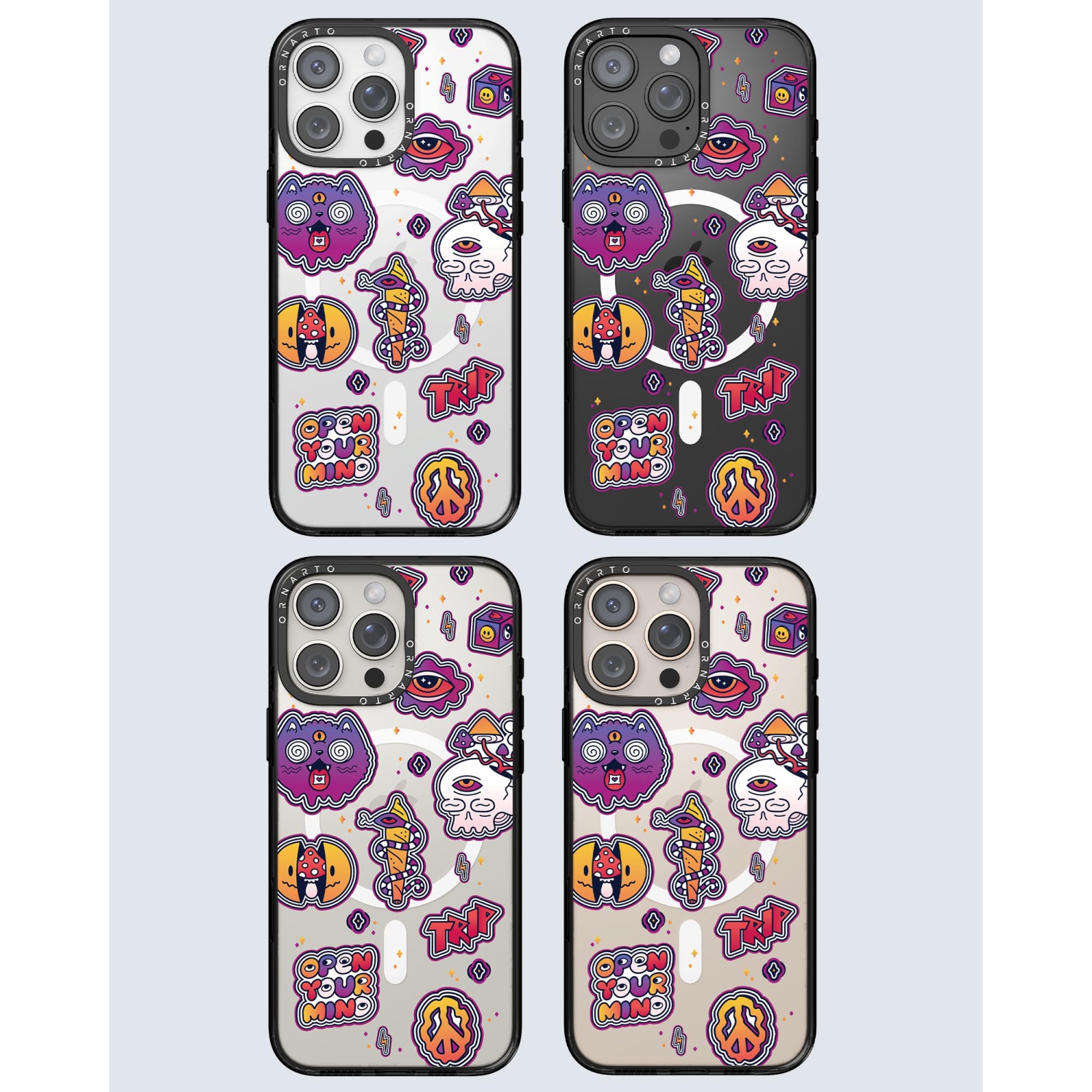 Étui ORNARTO pour iPhone 16 Pro de 6,3&nbsp;po avec commande de caméra, compatible avec MagSafe, couverture de protection transparente avec motif