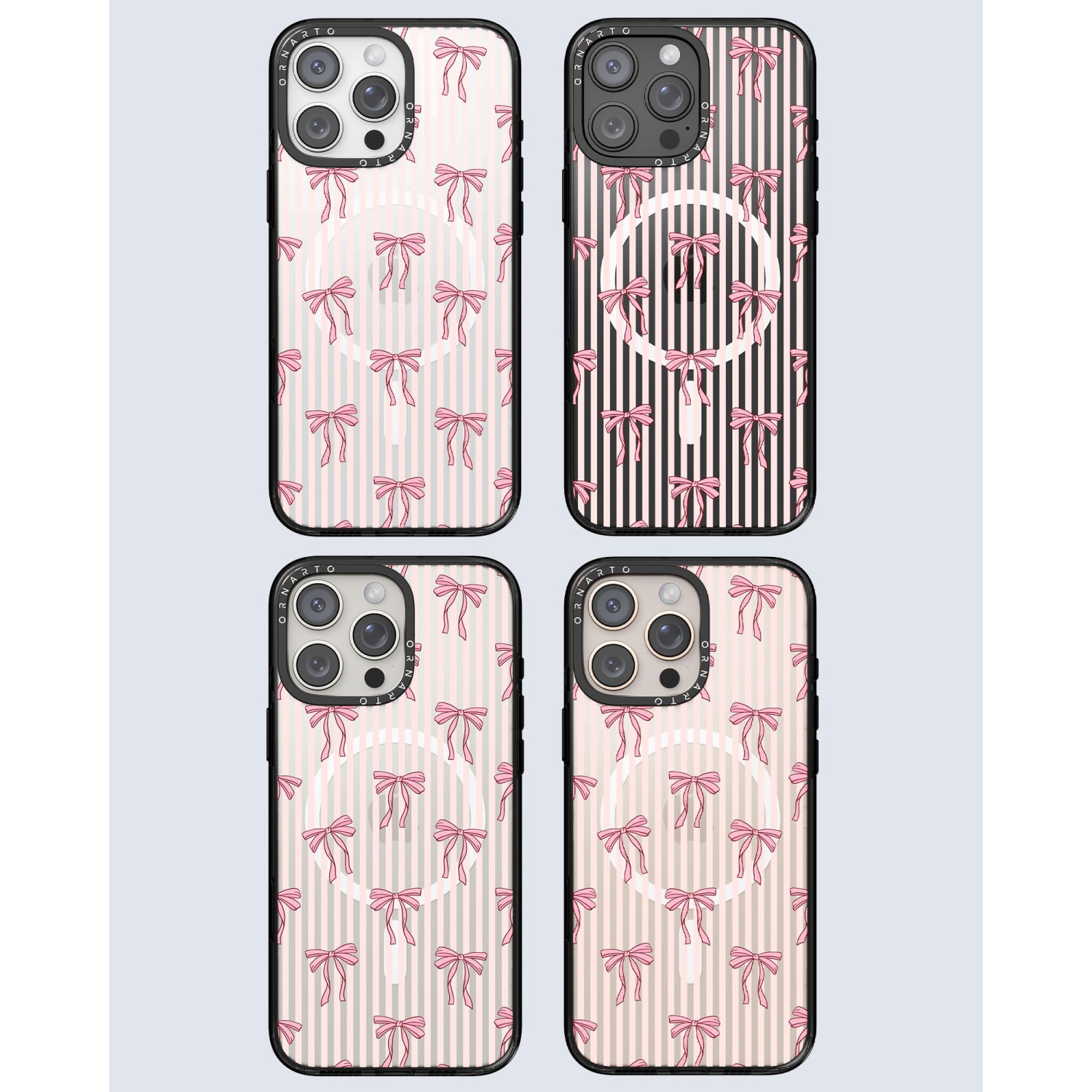 Étui ORNARTO pour iPhone 16 Pro de 6,3&nbsp;po avec commande de caméra, compatible avec MagSafe, couverture de protection transparente avec motif