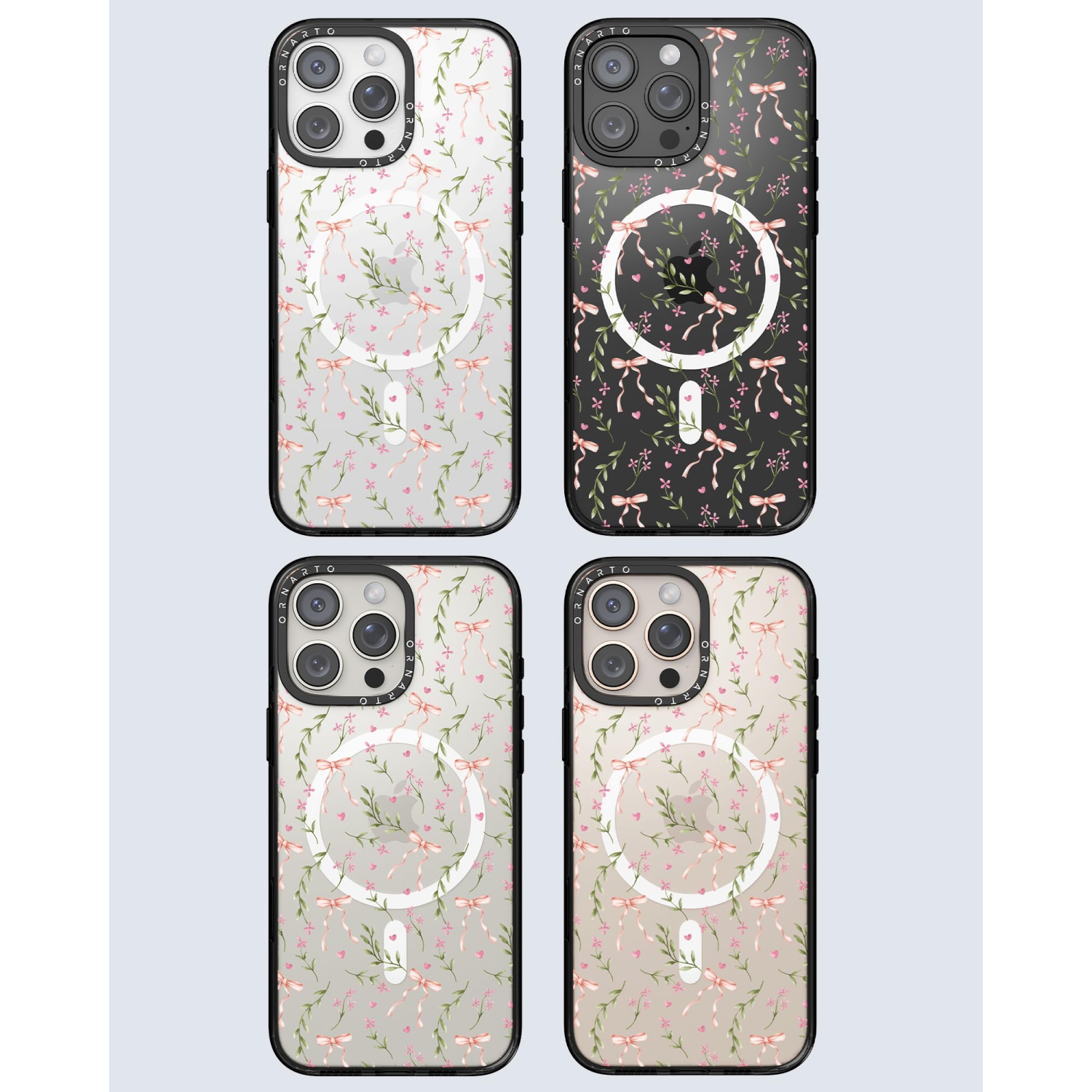 Étui ORNARTO pour iPhone 16 Pro de 6,3&nbsp;po avec commande de caméra, compatible avec MagSafe, couverture de protection transparente avec motif