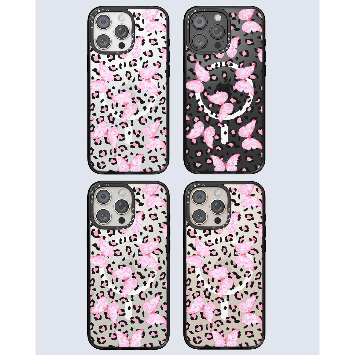 Étui ORNARTO pour iPhone 16 Pro de 6,3&nbsp;po avec commande de caméra, compatible avec MagSafe, couverture de protection transparente avec motif