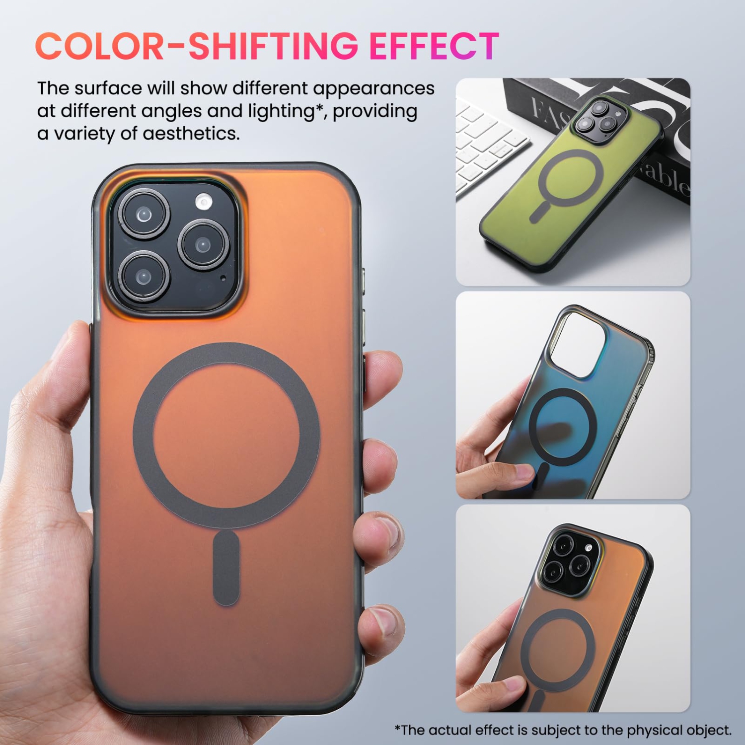 ORNARTO Magnetic Case for iPhone 16 Pro Max 6.9" Compatible with MagSafe,Holographic Iridescent Cover, Magnetic Shockproof Protective Rainbow Phone