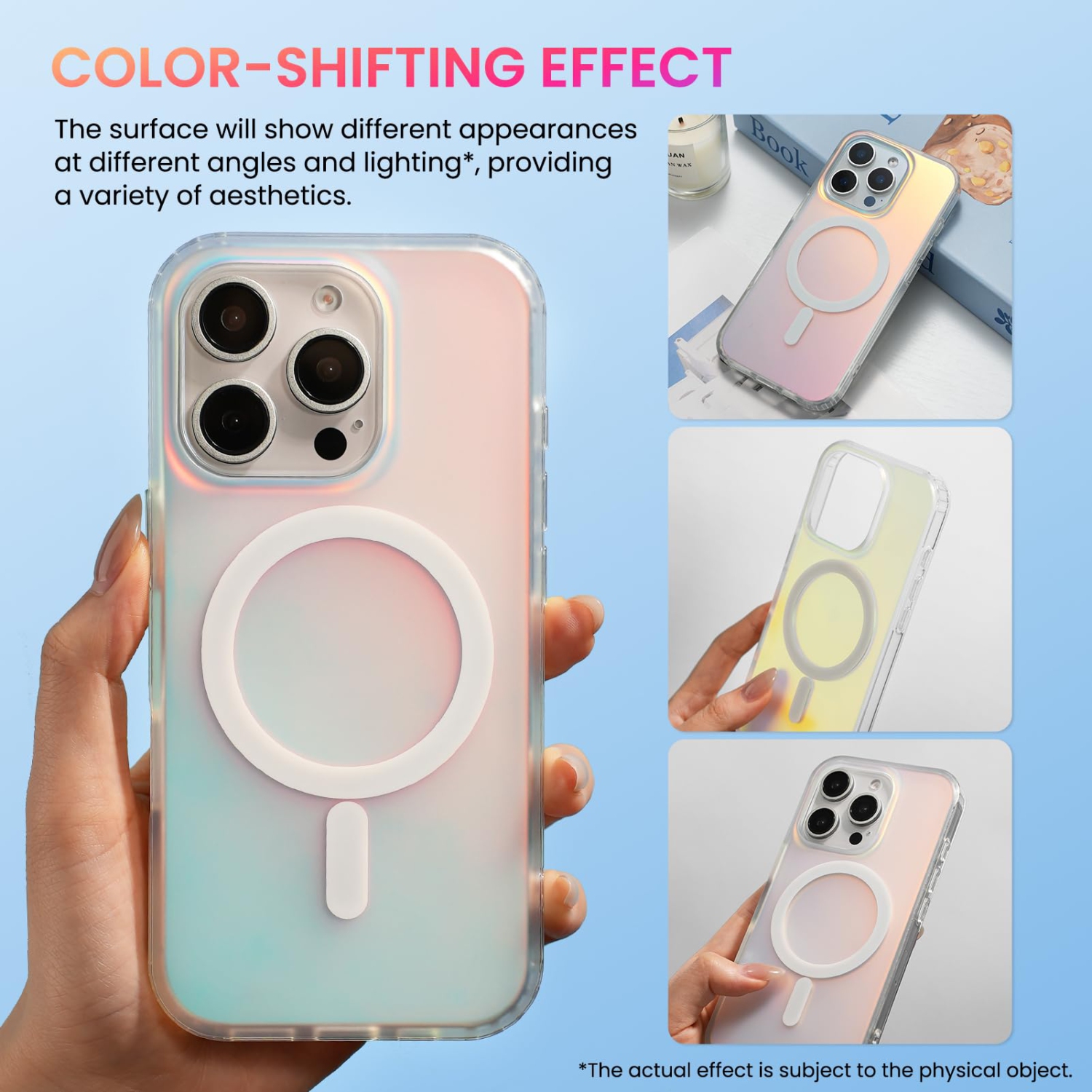 ORNARTO Compatible with iPhone 15 Pro Max for Magnetic Case,Shockproof Protective Rainbow Case,Wireless Charging Magnetic Phone Cases 6.7 inch-Sunset