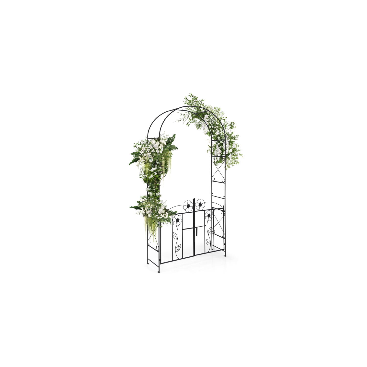 2-in-1 Garden Arbor with Door and Latch for Lawn and Outdoor Entryway