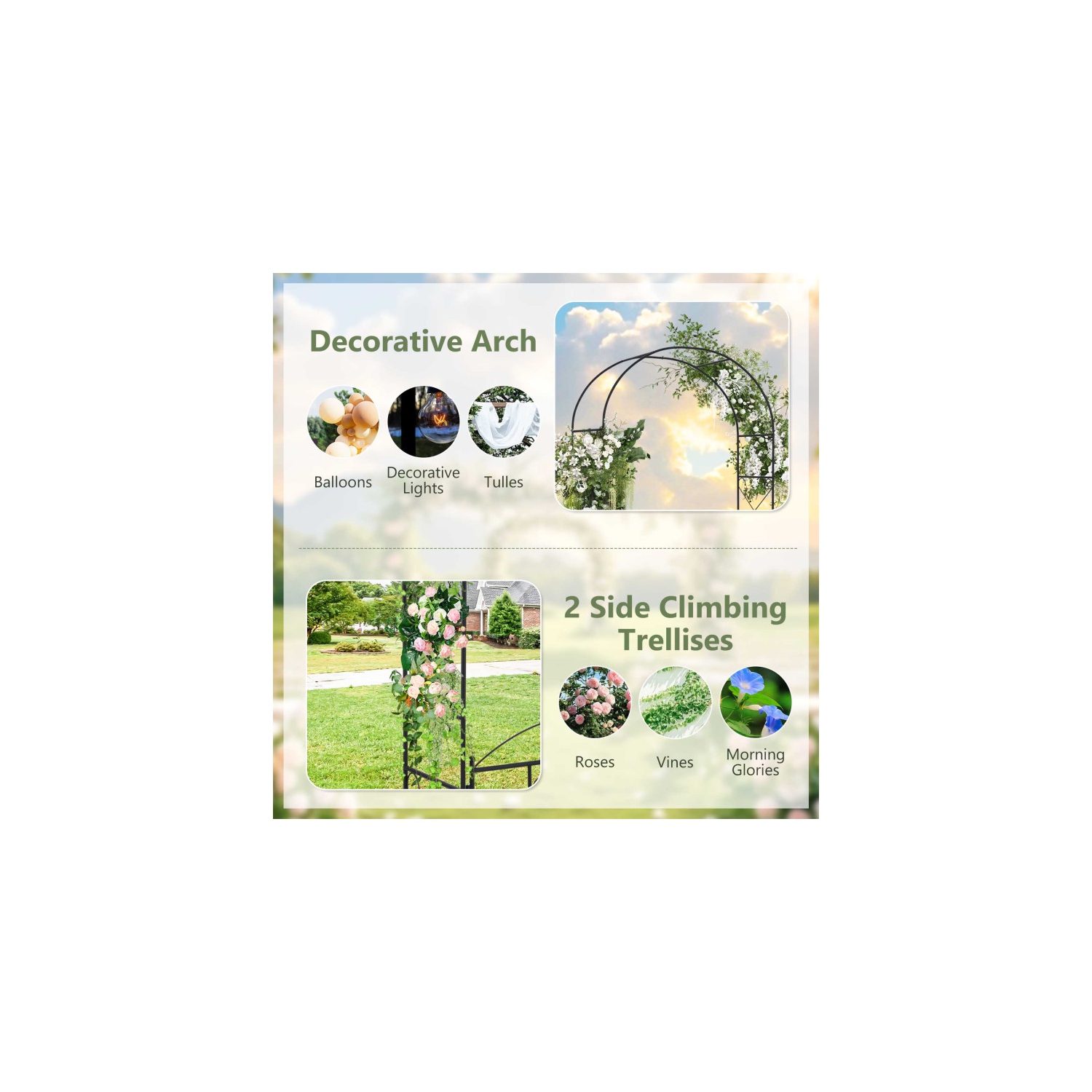 2-in-1 Garden Arbor with Door and Latch for Lawn and Outdoor Entryway