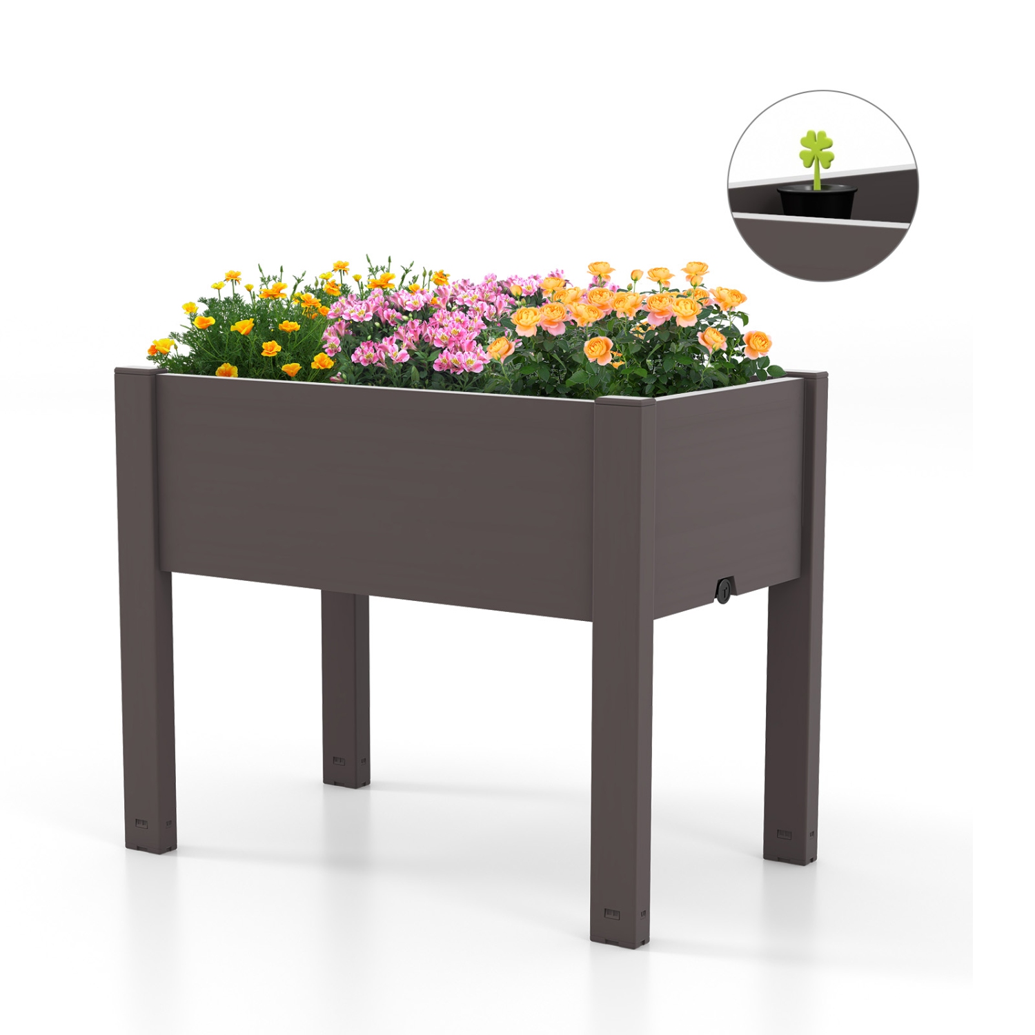 Raised Bed Planter Stand with Self-Watering System and Water Level Monitor