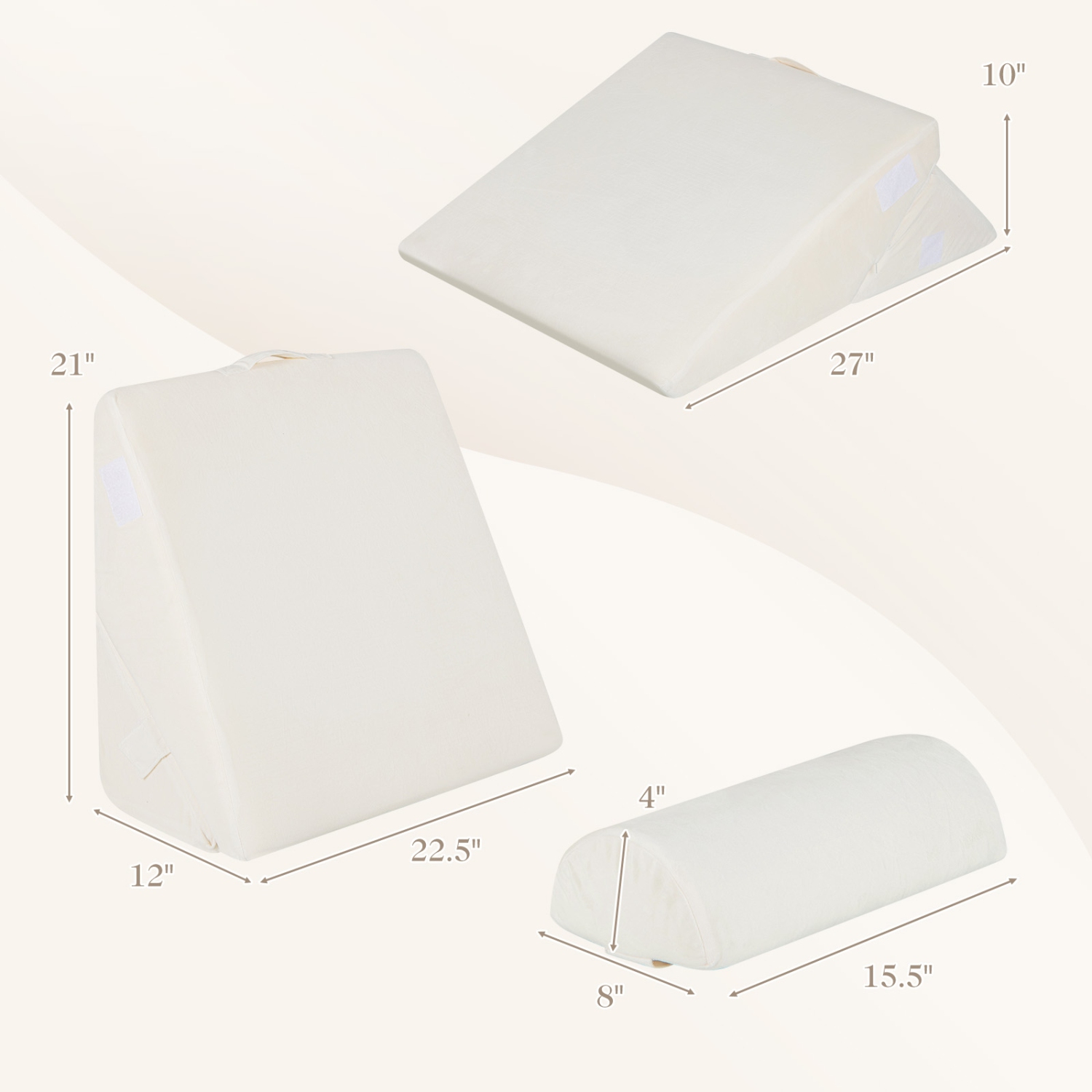 3-Piece Bed Wedge Pillow Set with Soft Air Memory Foam Design