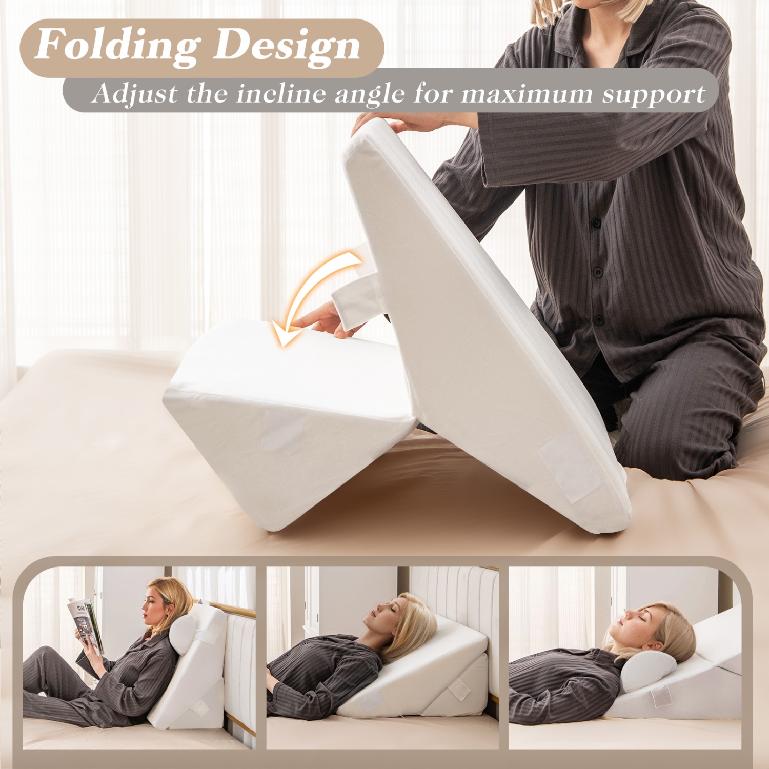 3-Piece Bed Wedge Pillow Set with Soft Air Memory Foam Design