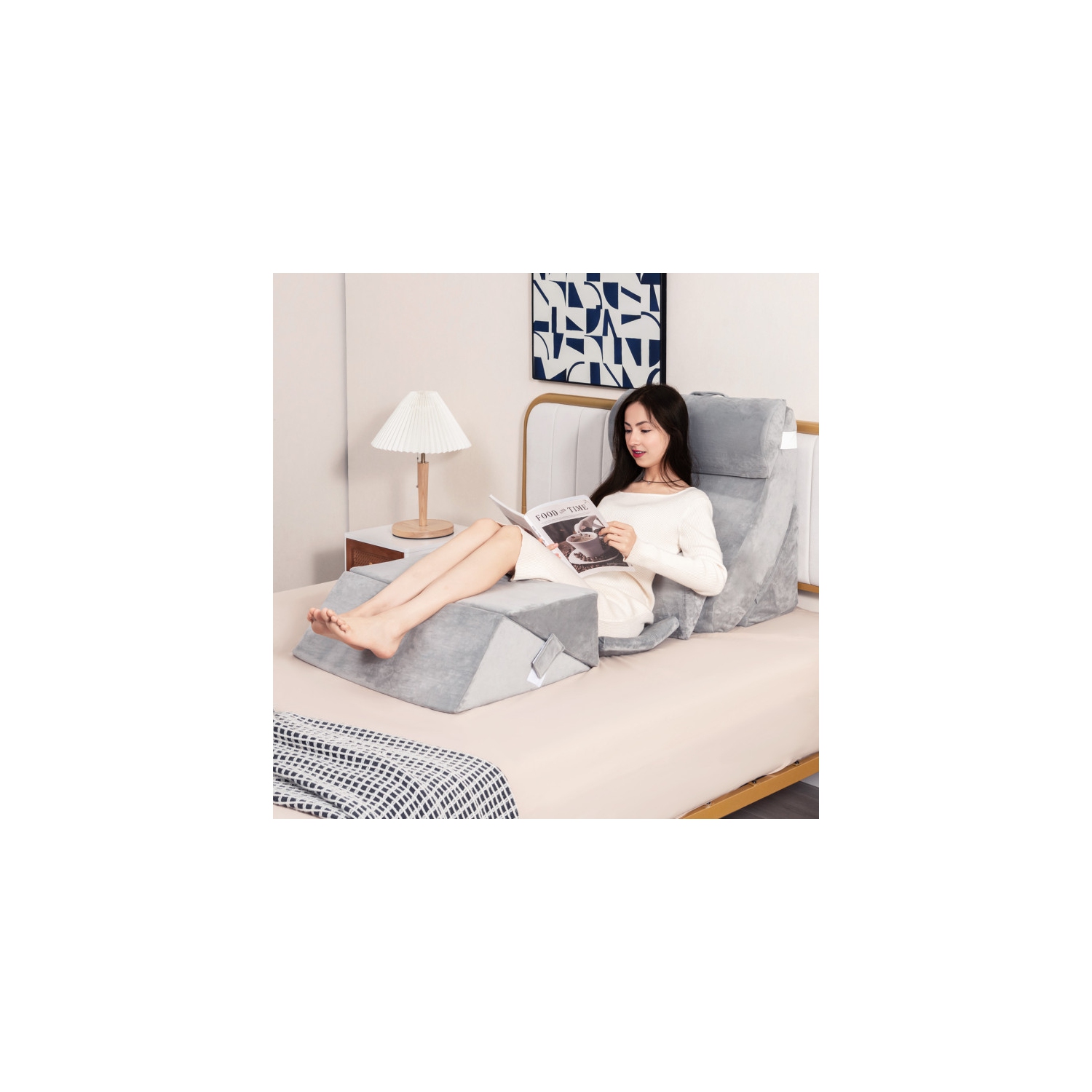 Ensemble de 7 oreillers cunéiformes avec mousse à mémoire et housse lavable