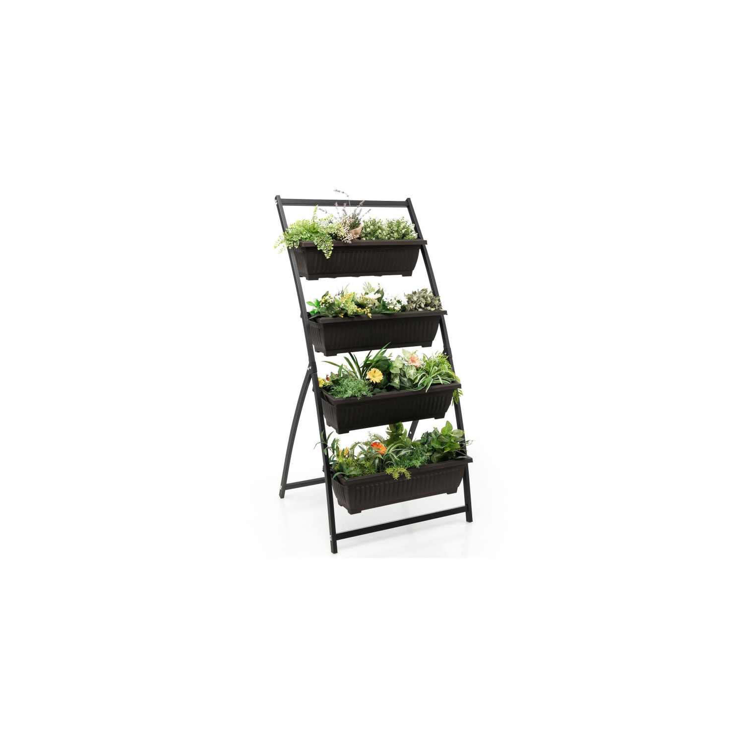 4-Tier Vertical Raised Garden Bed with 4 Containers and Drainage Holes