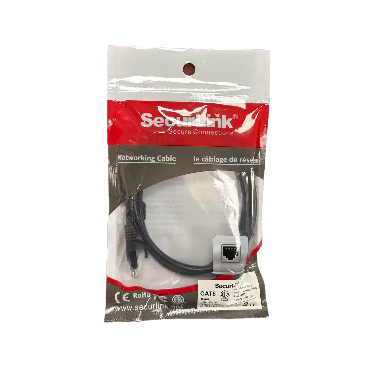 SeucrLink Cat6 Network Patch cable 3ft black