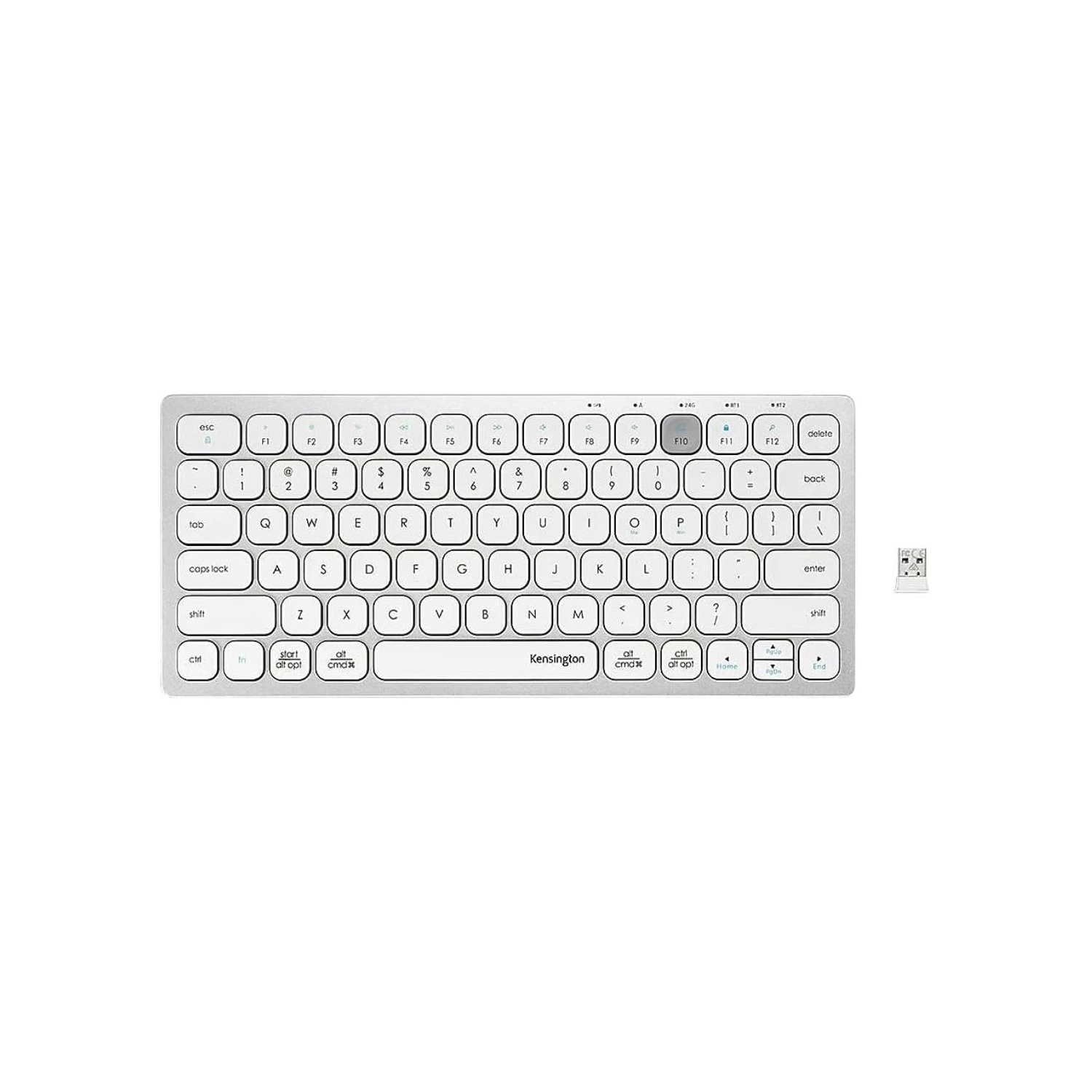 Remis à neuf Kensington – Clavier compact sans fil double Bluetooth multi-appareils avec Easy-Switch pour jusqu'à 3 appareils - Blanc et argenté