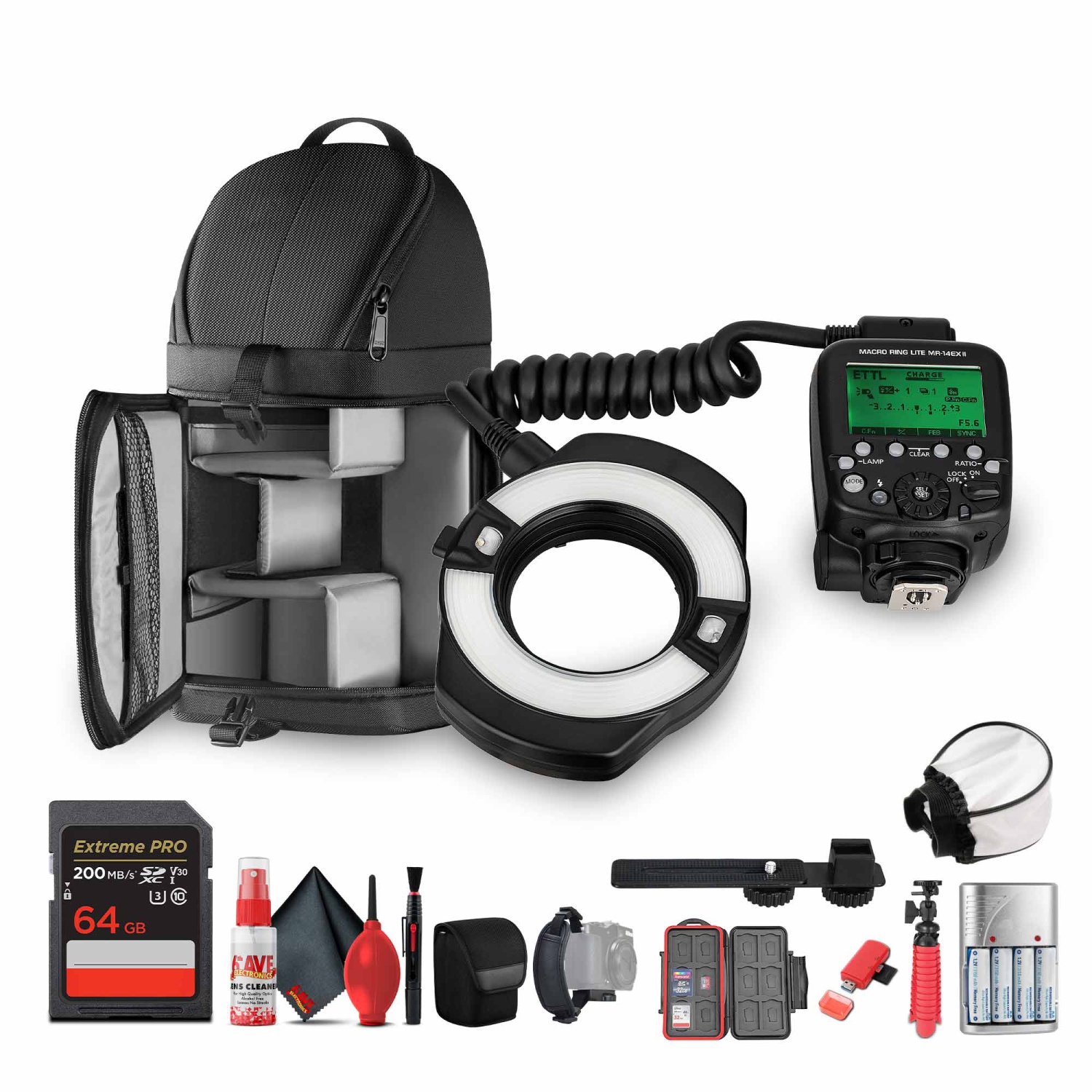 Canon MR-14EX II Macro Ring Lite Flash– LED Modeling Light, Wireless Flash Control + More