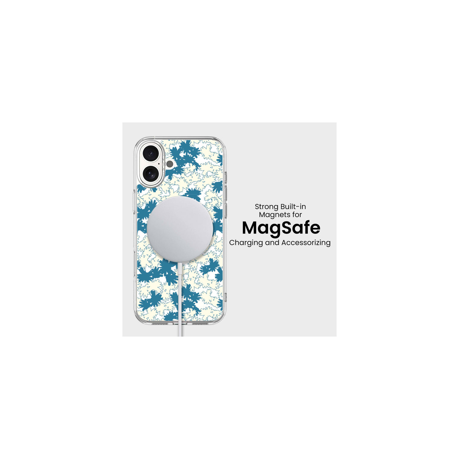 iPhone 16 Clear Case - Blue Dandelion Design