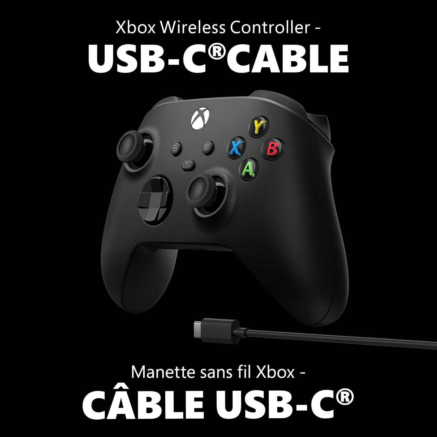 Manette sans fil de Xbox pour Xbox Series X|S/Xbox One/PC - Noir carbone