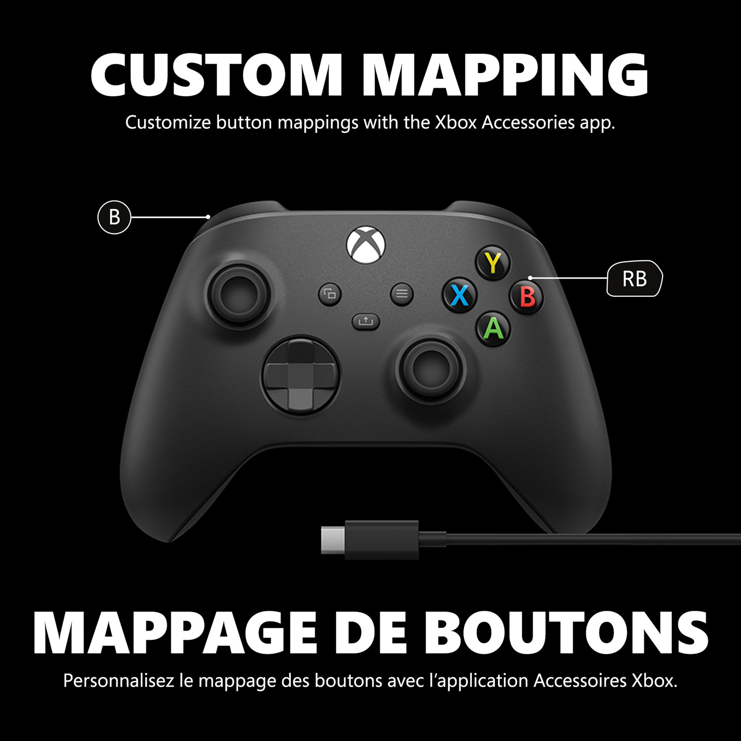 Manette sans fil de Xbox pour Xbox Series X|S/Xbox One/PC - Noir carbone