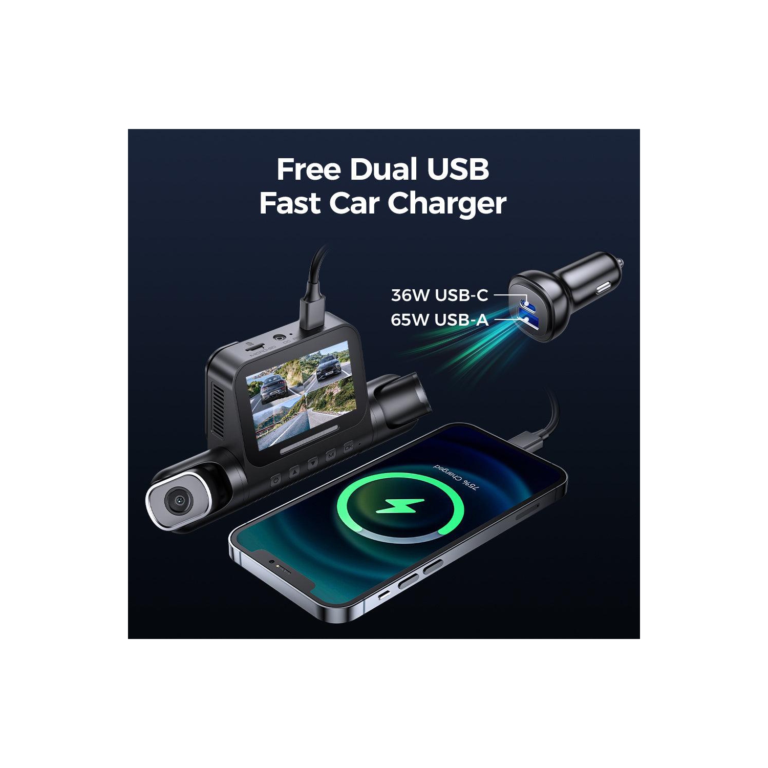 Caméra de tableau de bord 4 canaux 360° M660 d'AZDOME 5 Go Wi-Fi GPS 2K/1080p 24H mode stationnement 128&nbsp;Go avec mémoire eMMC intégrée