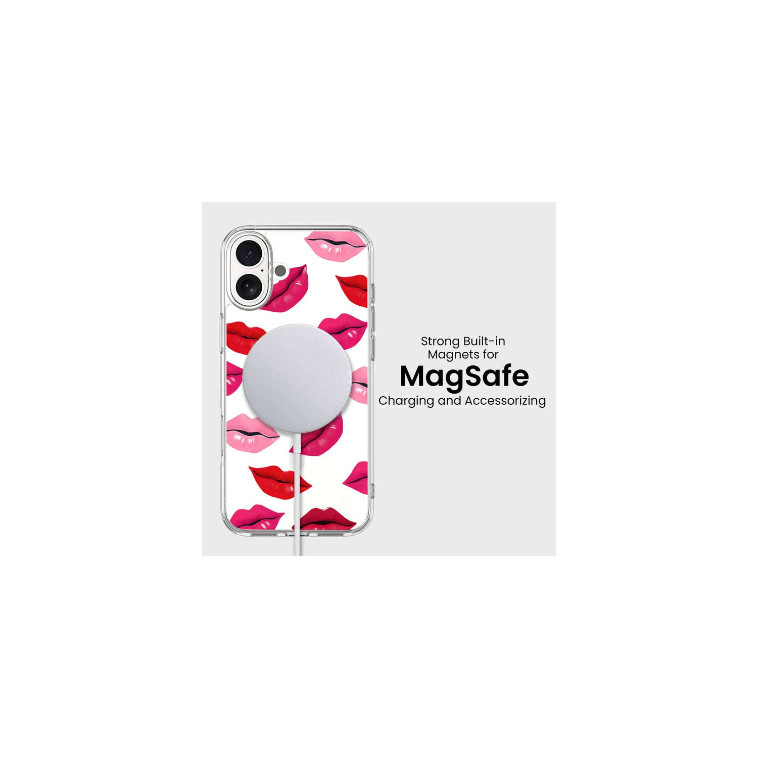MagSafe iPhone 16 Lips Design Clear Case