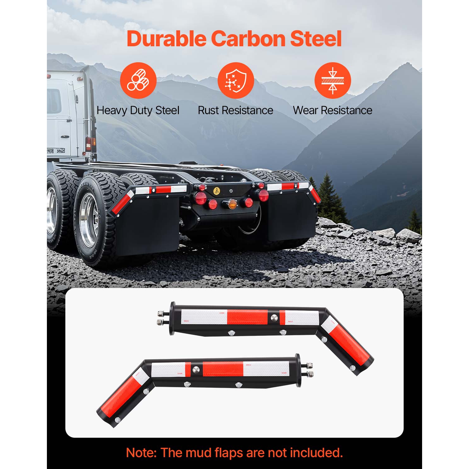 VEVOR 1 Pair Angled Spring Loaded Mud Flap Hangers, 1-1/8" Bolt Spacing Mudflap Hangers for Semi Trucks, Heavy Duty Semi Truck Mud Flap Hanger Set