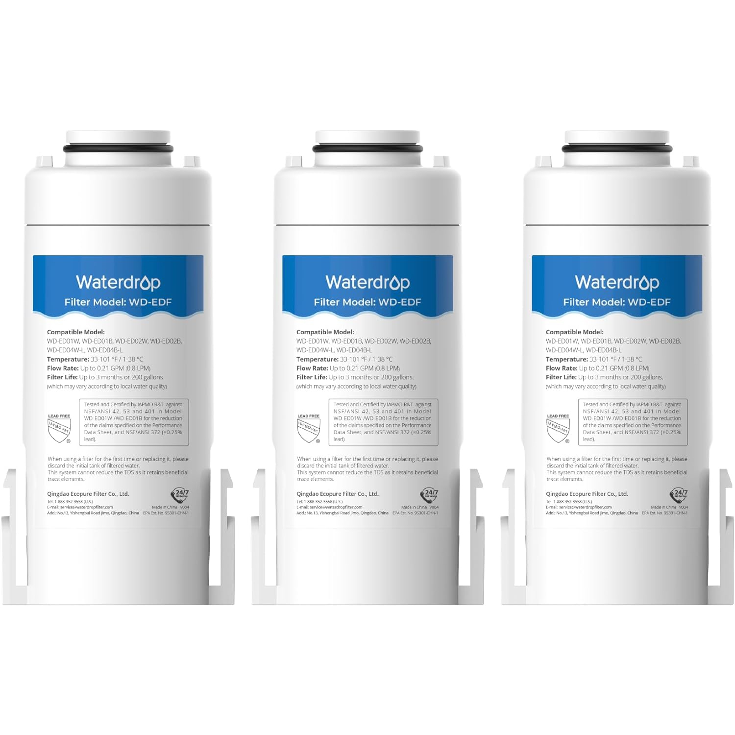 Waterdrop WD-EDF Replacement Filters for Waterdrop Electirc Water Filter Pitcher 𝐖𝐃-𝐄𝐃𝟎𝟏/𝐄𝐃𝟎𝟐/𝐄𝐃𝟎𝟒/𝐄𝐃𝟎𝟏𝐀/𝐄𝐃𝐂𝟎𝟏, 3 Months or