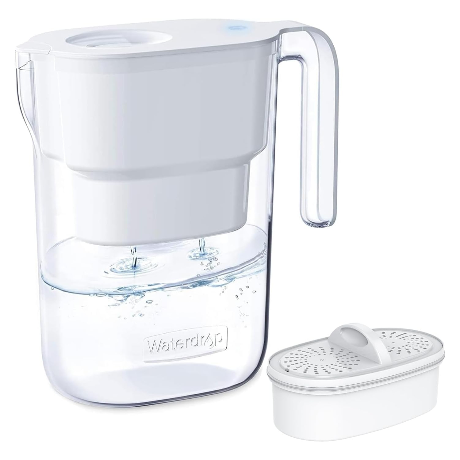 Pichet filtrant à eau longue durée de 200 gallons en Elfin 7 avec 1 filtre, certifié NSF, 5 fois plus durable, réduit le SPFO, PFOA/PFOS Chlore, sans