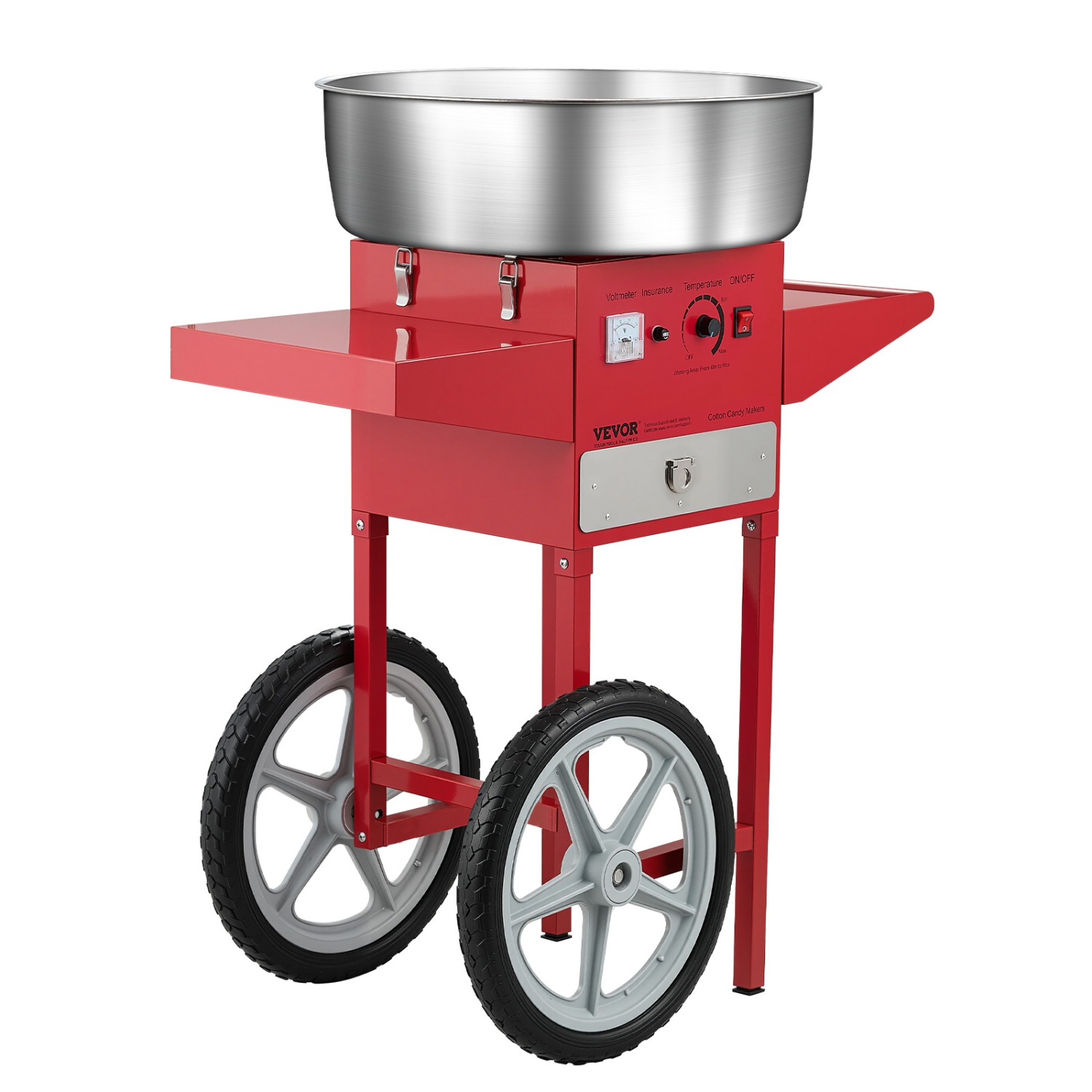 VEVOR 1000W Electric Cotton Candy Machine with Cart, Commercial Candy Floss Maker with 20.5 in Stainless Steel Bowl, Sugar Scoop, and Drawer, Easy to