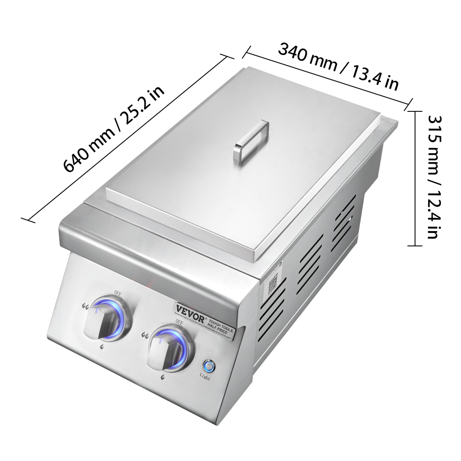 2 brûleurs latéraux à double gril VEVOR 17&nbsp;000&nbsp;BTU, brûleur latéral au propane liquide pour cuisine extérieure, convertible au gaz naturel,