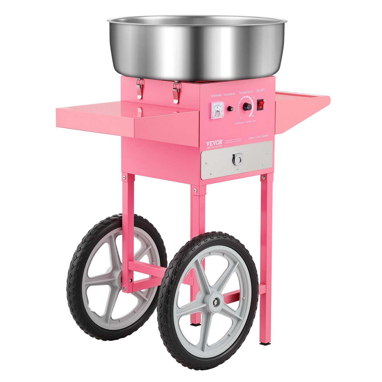 VEVOR 1000W Electric Cotton Candy Machine with Cart, Commercial Candy Floss Maker with 20.5 in Stainless Steel Bowl, Sugar Scoop, and Drawer, Easy to