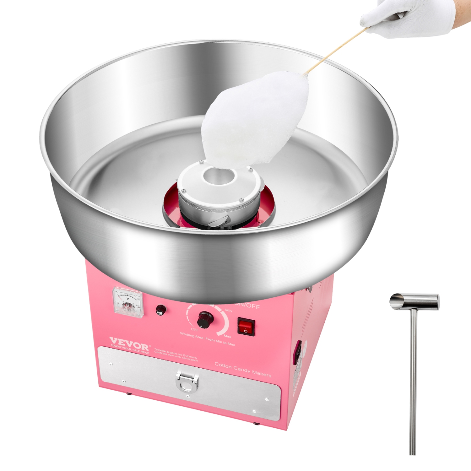 VEVOR 1000W Electric Cotton Candy Machine, Commercial Candy Floss Maker with 20.5 in Stainless Steel Bowl, Sugar Scoop, and Drawer, Easy Home Use,
