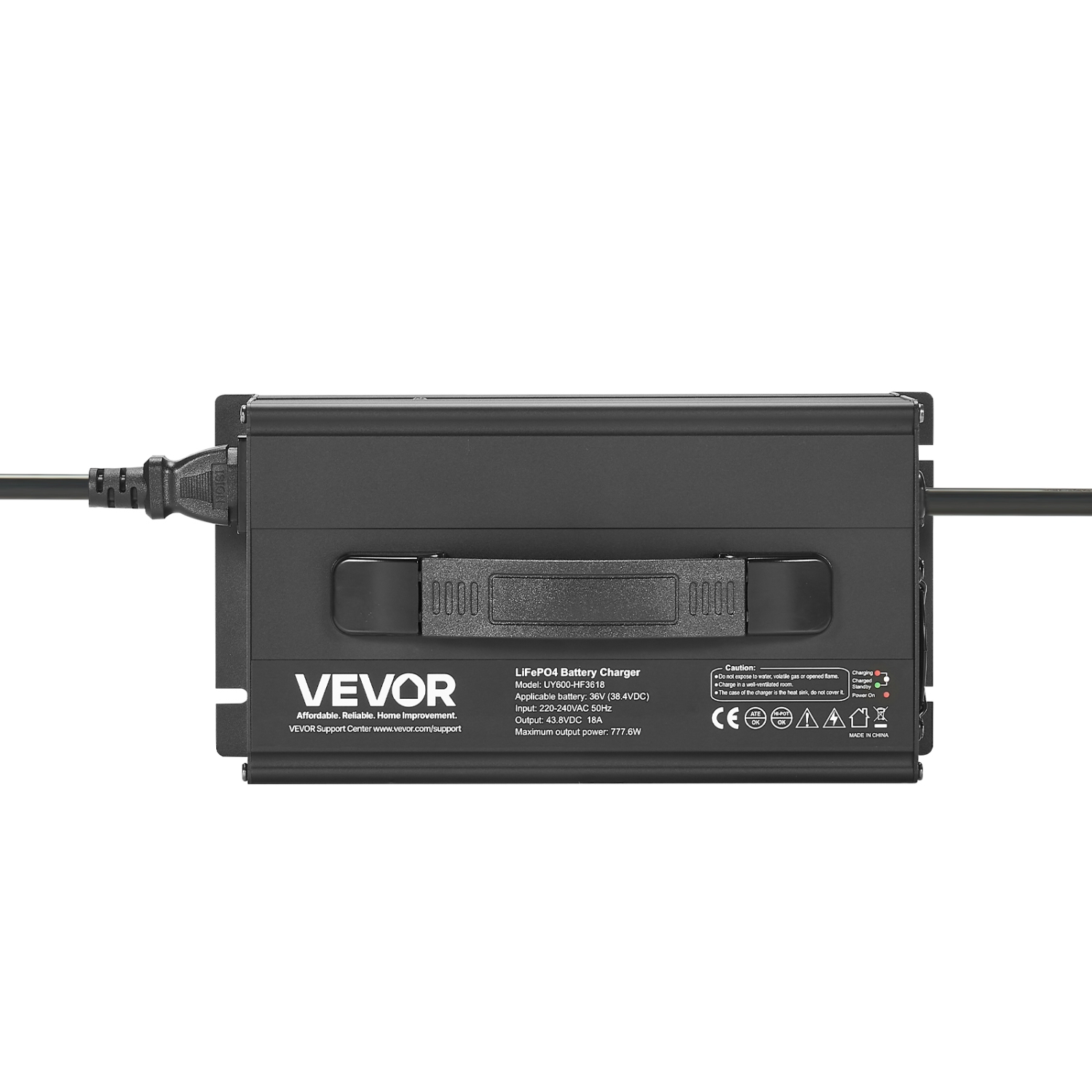 VEVOR 36V 18A Lithium Battery Charger, 43.8V, AC-DC LiFePO4 Smart Charger, with Anderson Connector,LED Indicator,0V Activation,for Lithium LiFePO4