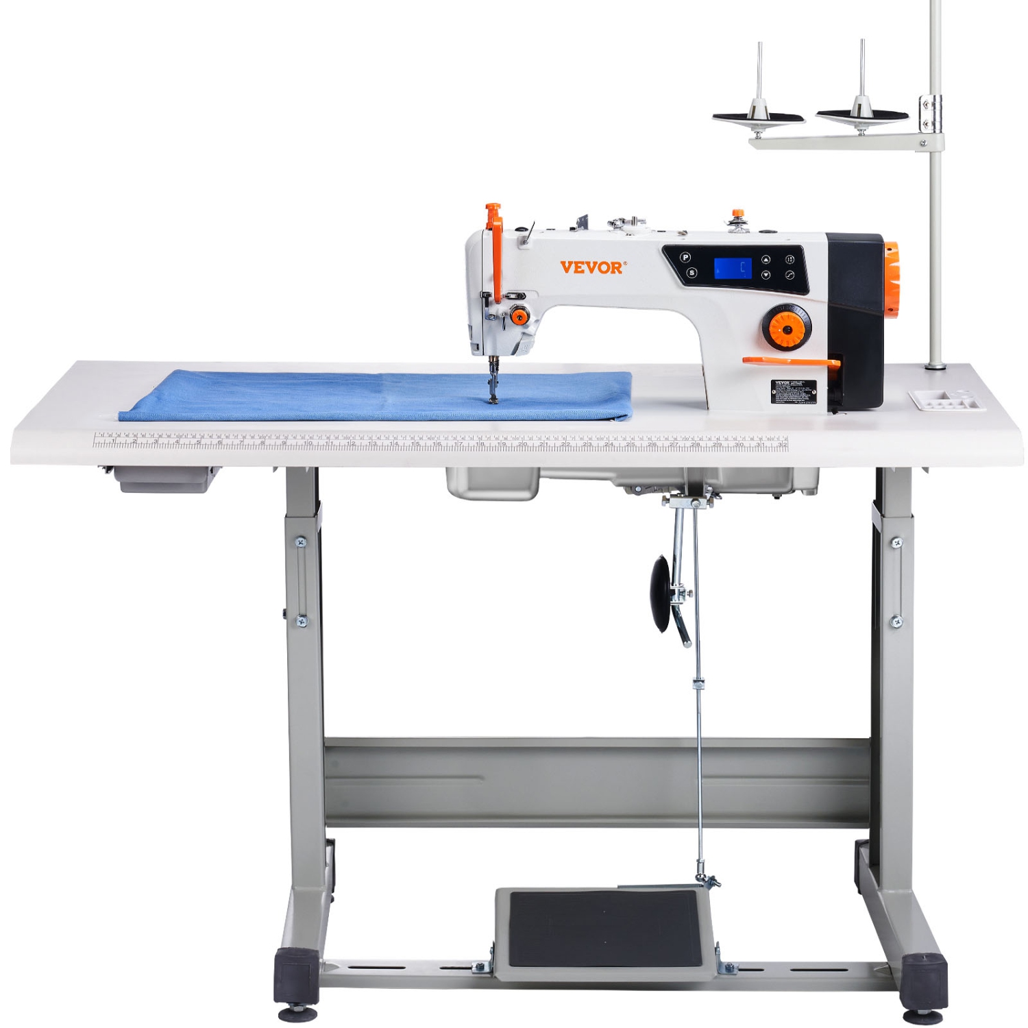 VEVOR 5000s.p.m Industrial Sewing Machine, Upgraded 550W Servo Motor with Table Stand, Heavy Duty Lockstitch Sewing Machine,Clear Control Panel and
