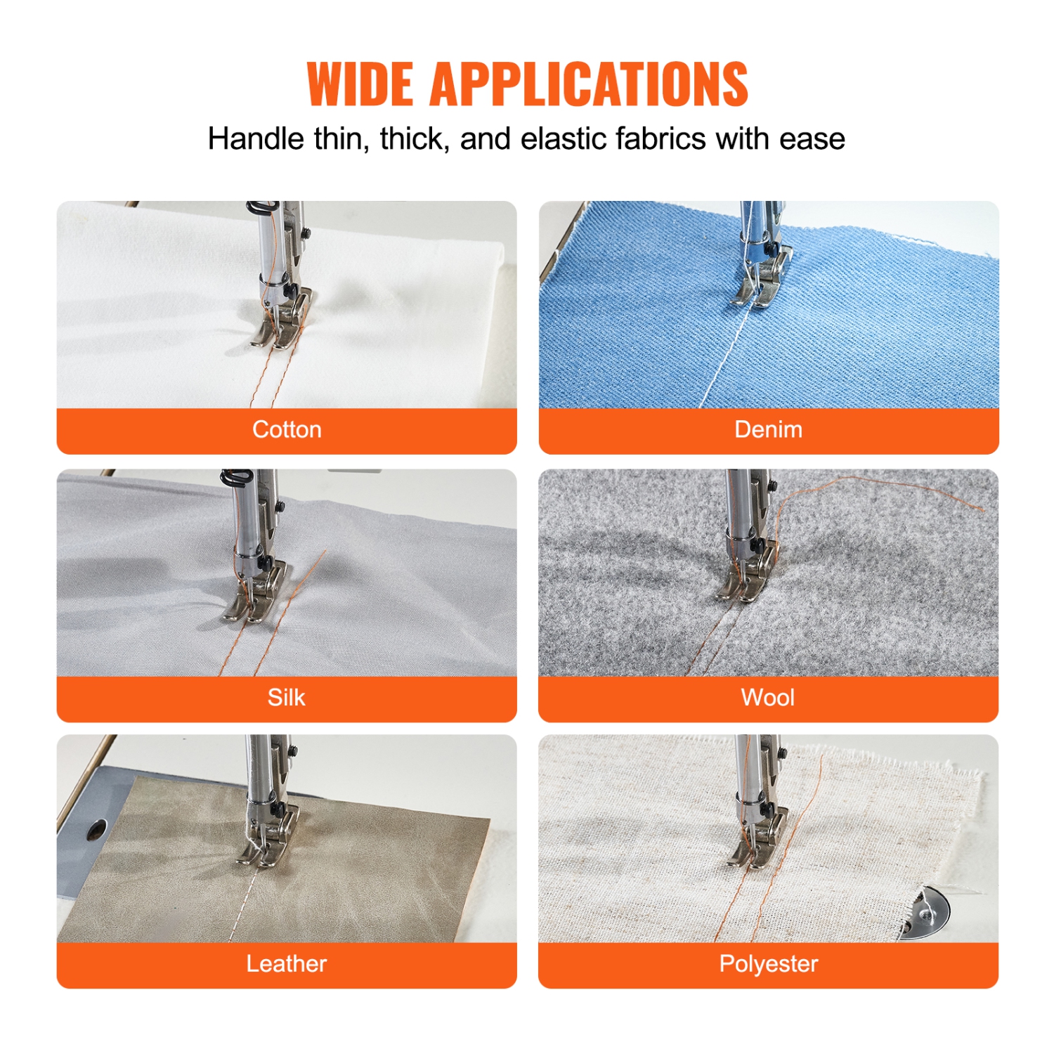 VEVOR 5000s.p.m Industrial Sewing Machine, Upgraded 550W Servo Motor with Table Stand, Heavy Duty Lockstitch Sewing Machine,Clear Control Panel and