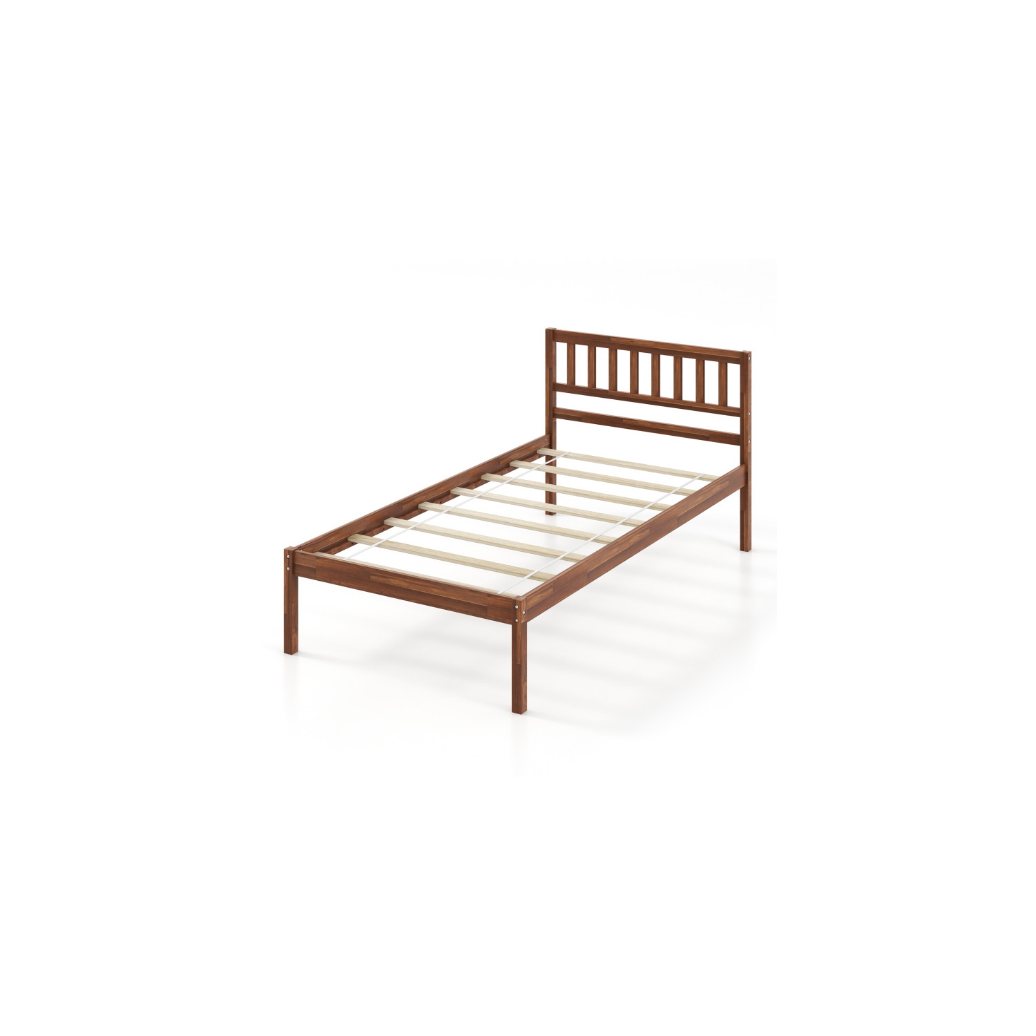 Bed Frame with Wood Construction, Headboard, and Slat Support