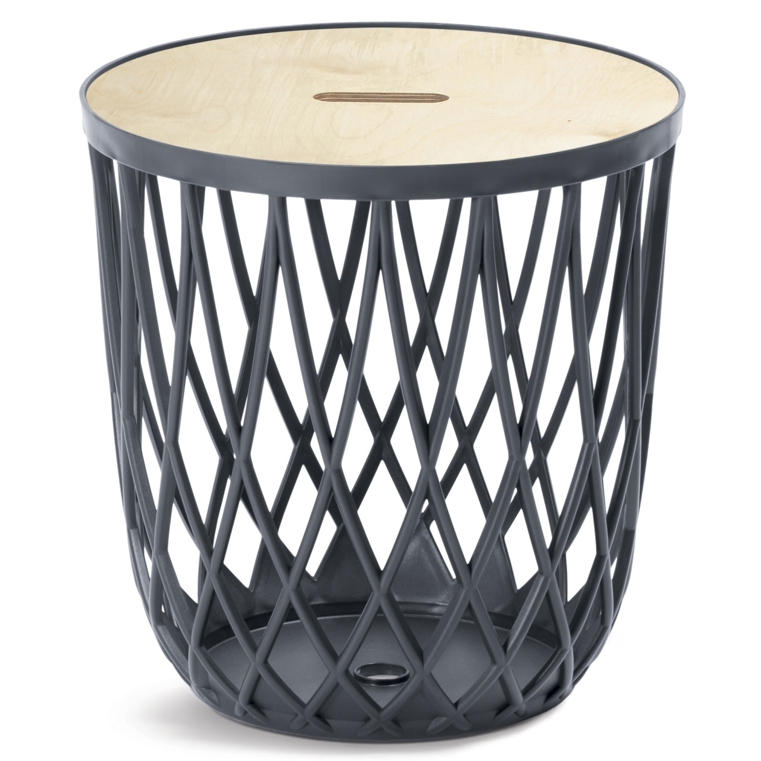 PRISP Timballa Storage Basket Table - Round Coffee Table, Side Table, End Table with Bamboo Lid, for Living Room, Bedroom, Patio & Balcony Decor